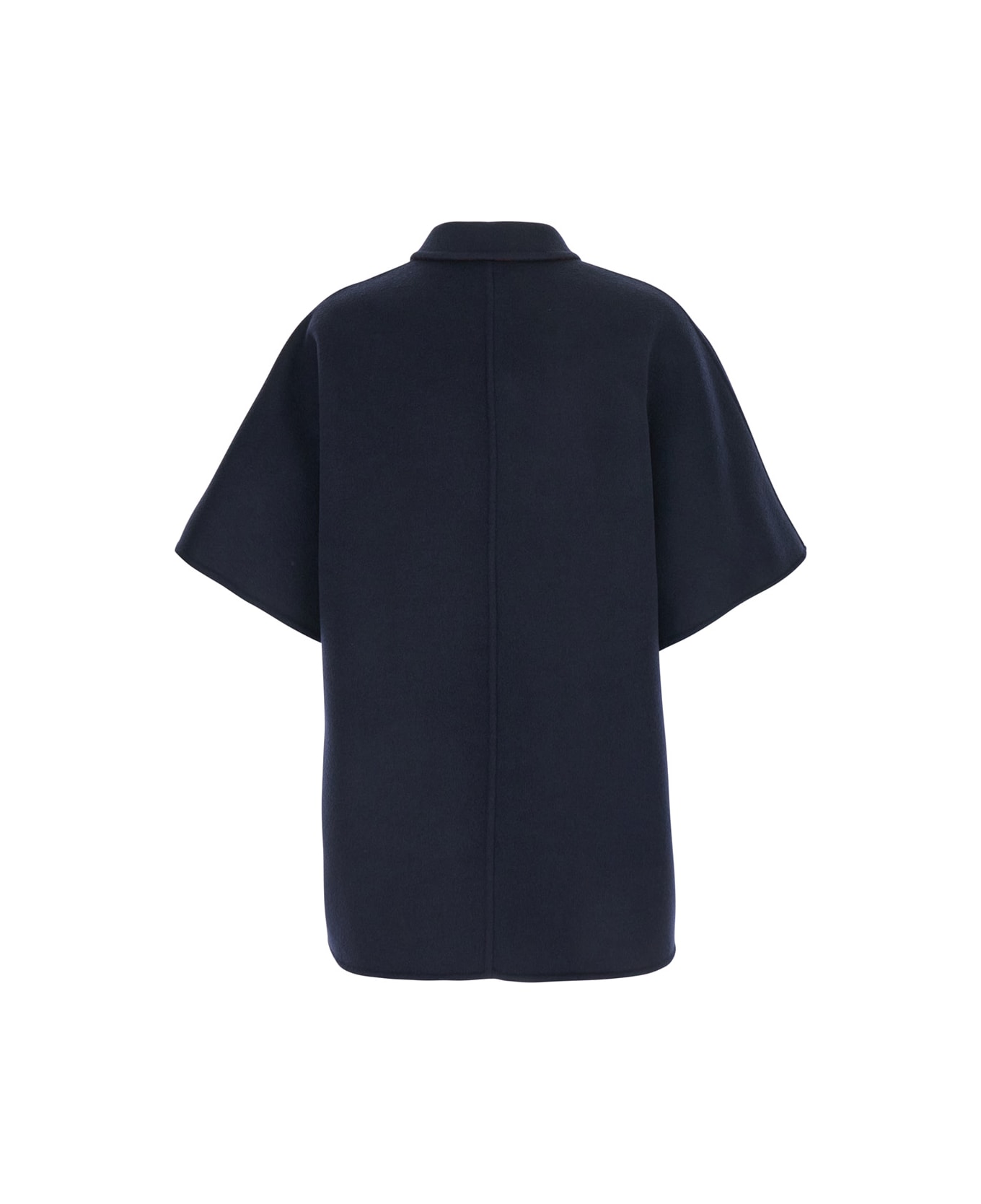 Gucci Blue Reversible Cape With Pointed Collar In Wool And Silk Woman - Blu