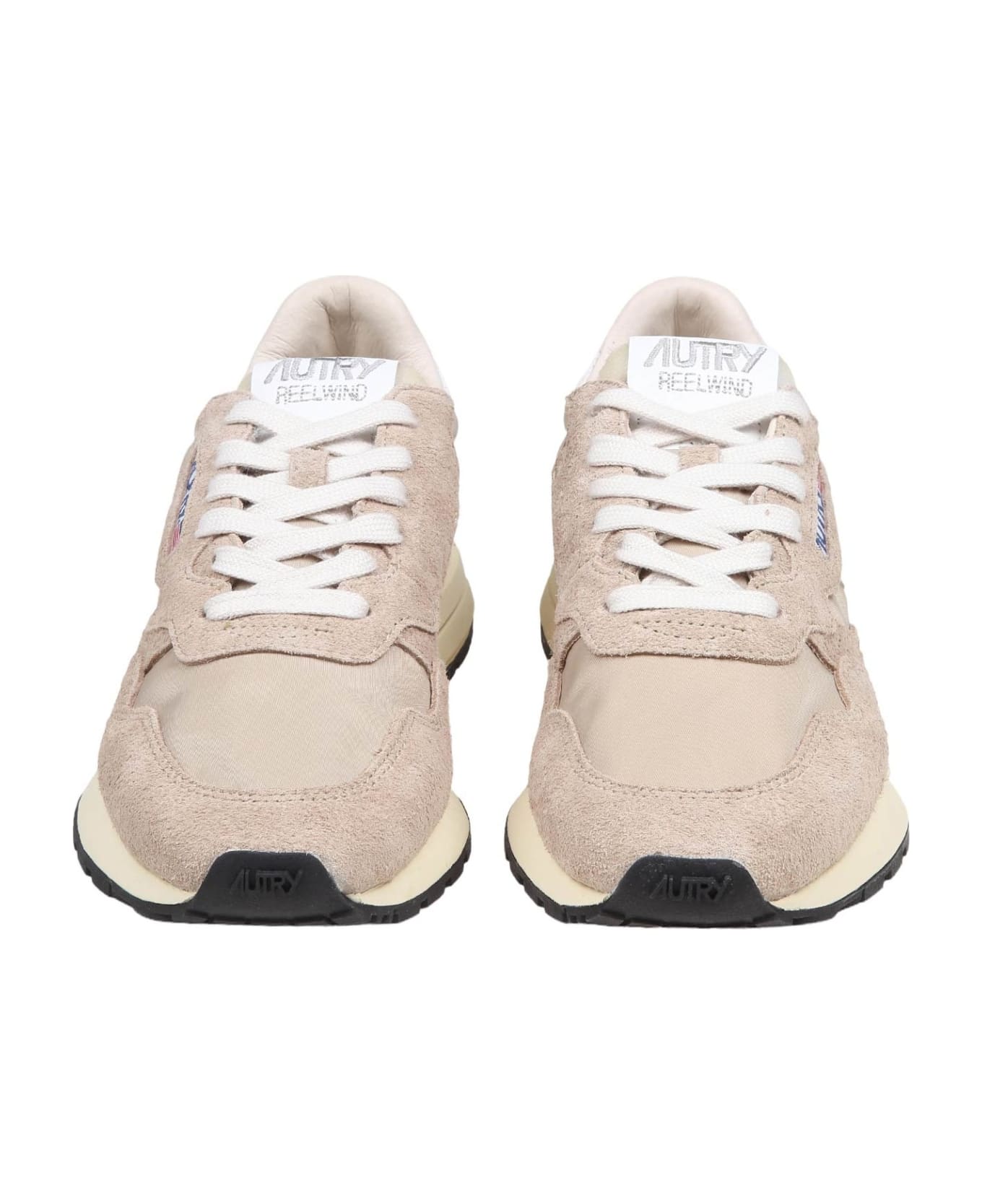 Autry Reelwind Low Sneakers In Suede And Nylon Color Beige - Beige/White