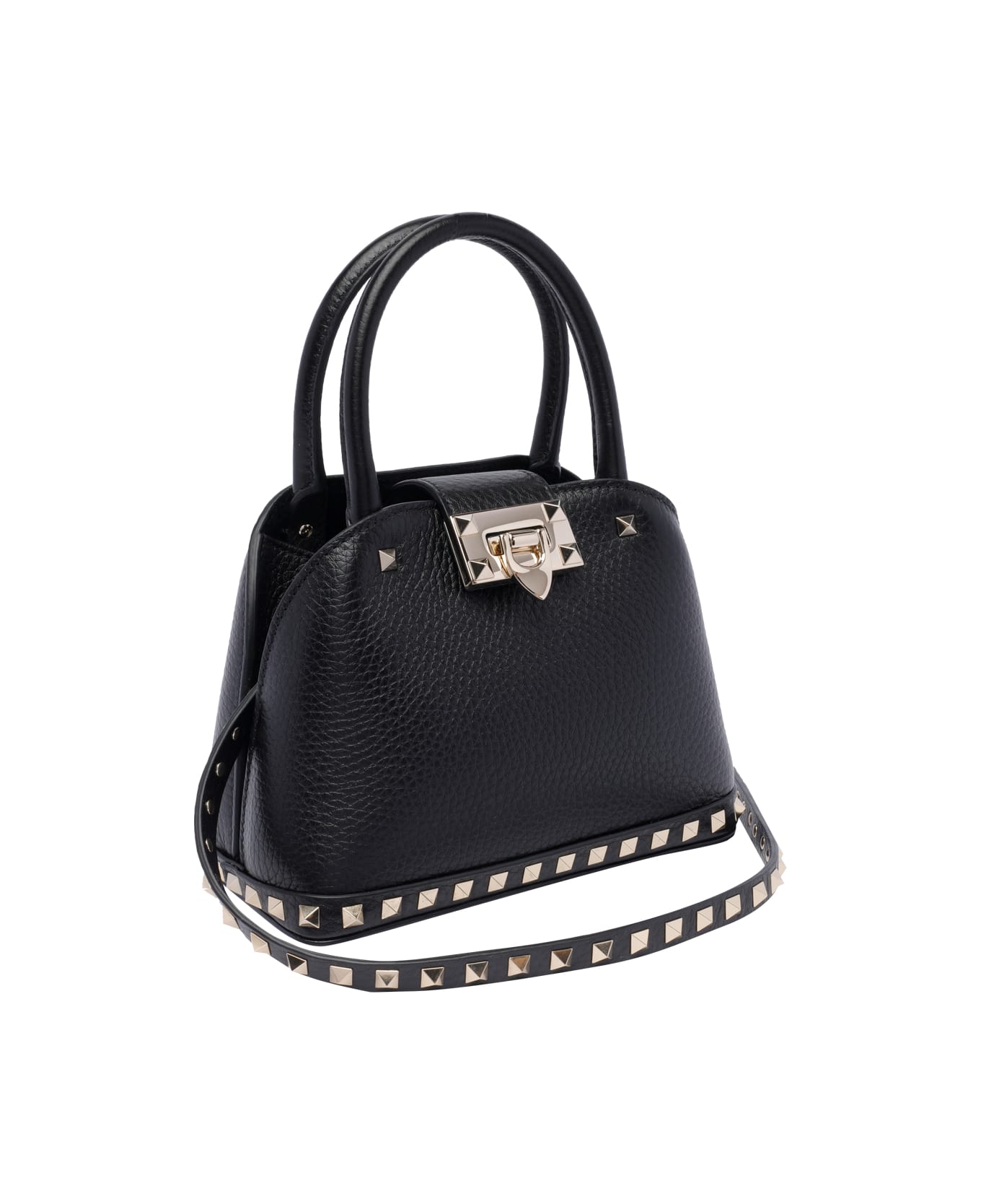 Valentino Garavani Small Rockstud Handle Bag - Black