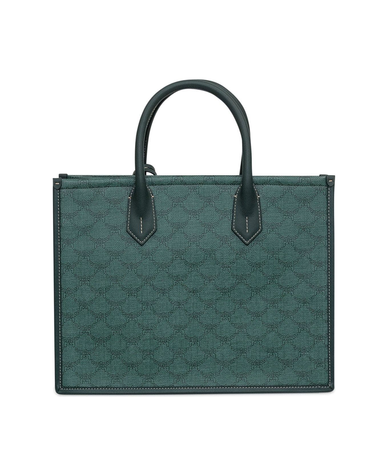 MCM Himmel Logo Detailed Medium Tote Bag - GREEN