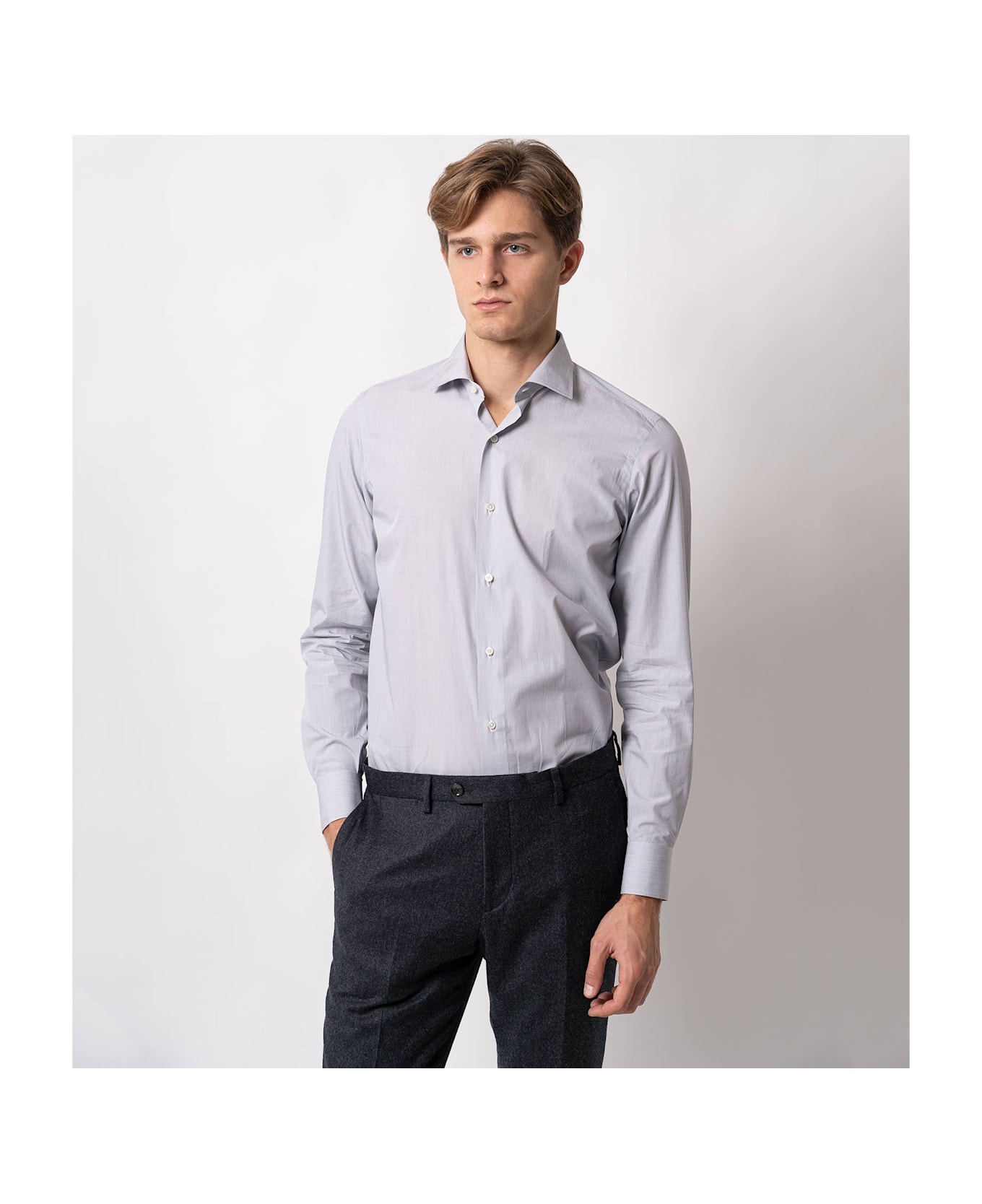 Larusmiani Tailored Cotton Shirt Mayfair Shirt - Gray