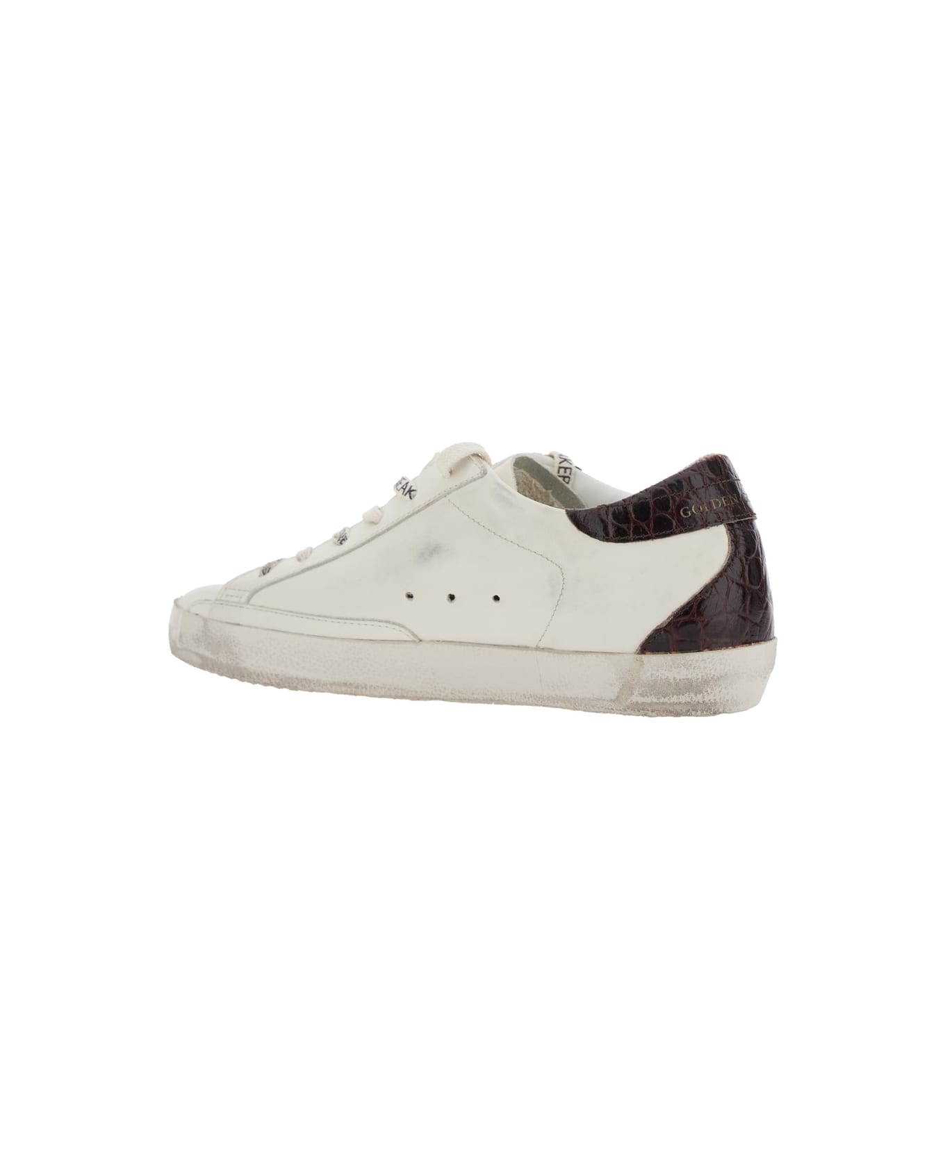 Golden Goose 'super-star' White Low Top Sneakers With Embossed Logo And Contrasting Heel In Leather Woman - White