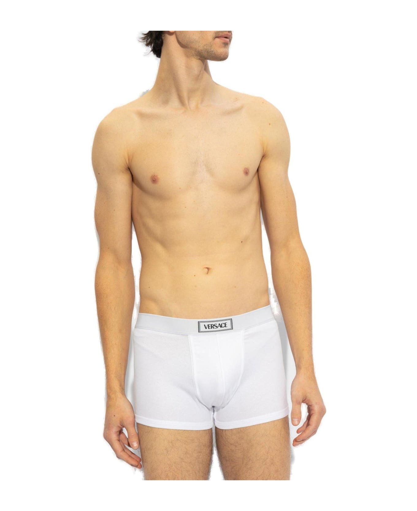 Versace 90s Logo-waistband Stretched Boxer Briefs - White