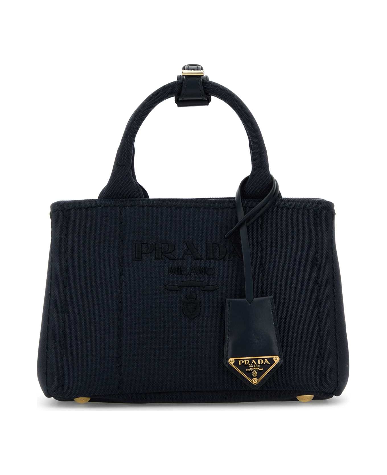 Prada Dark Blue Canvas Shopping Bag - BALTICO