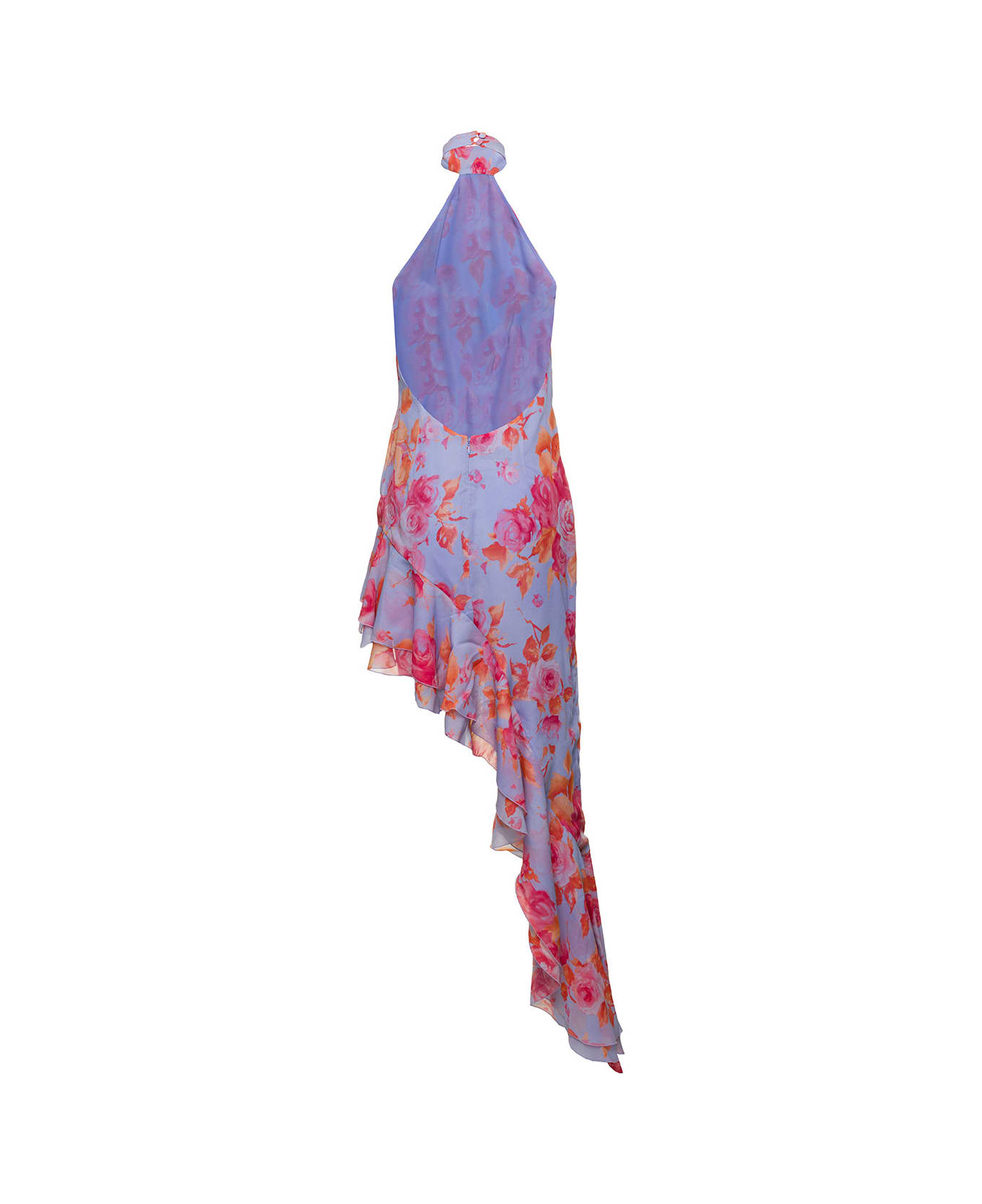The Andamane Asymmetric Halerneck Dress With Floral Print In Multicolored Viscose Woman - Multicolor