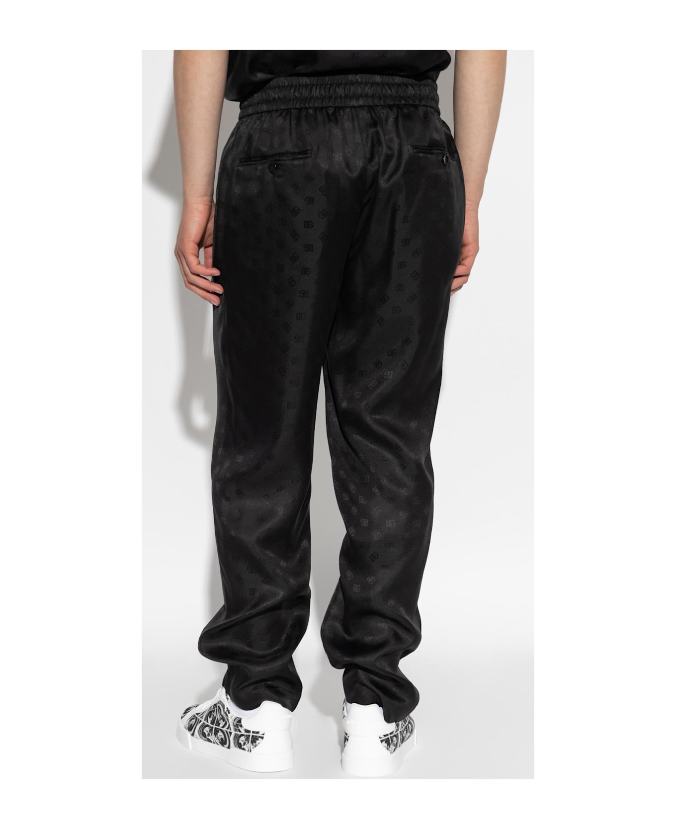 Dolce 
Gabbana Silk Trousers With Monogram - Black