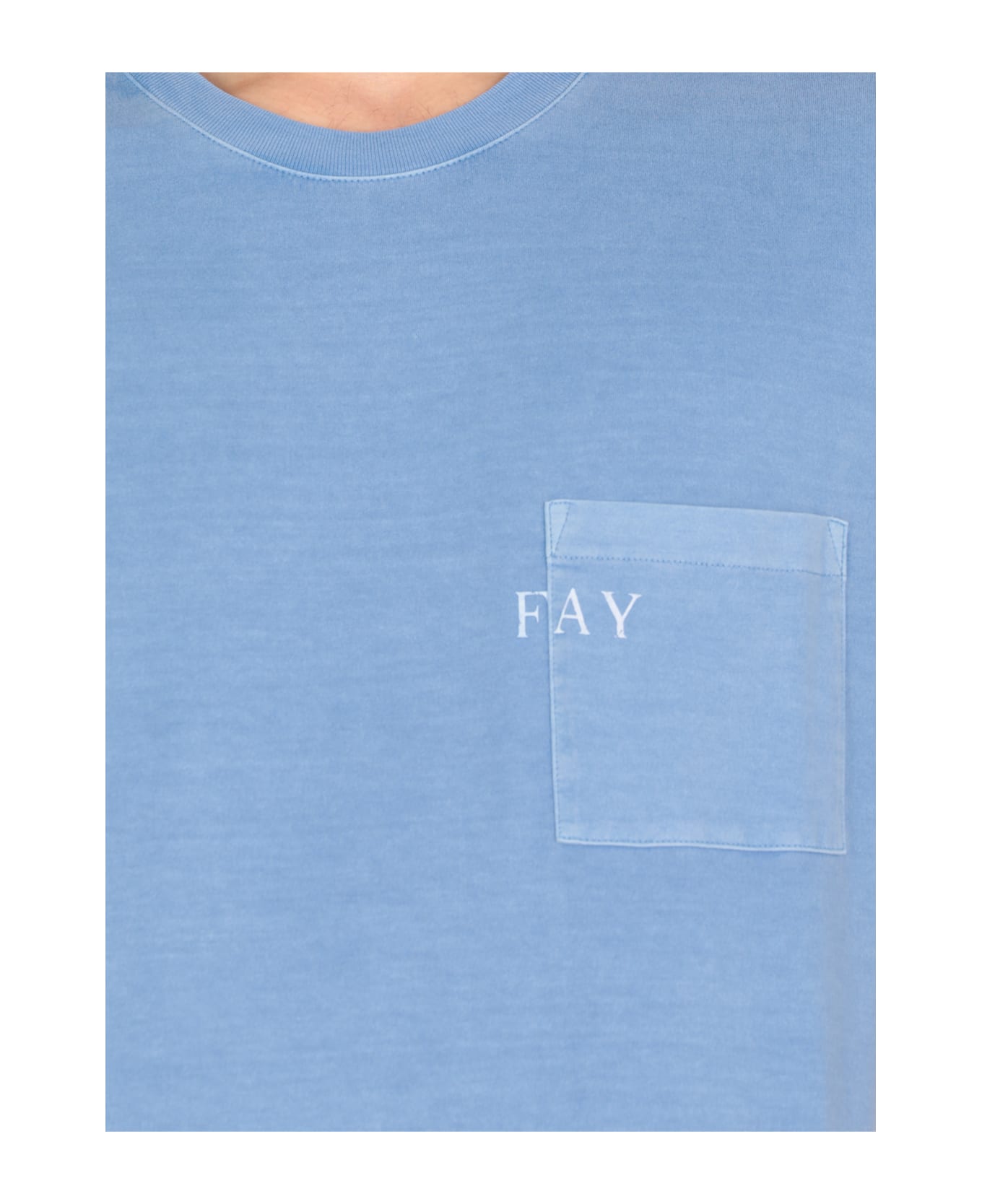 Fay T-shirt With Logo - Light Blue