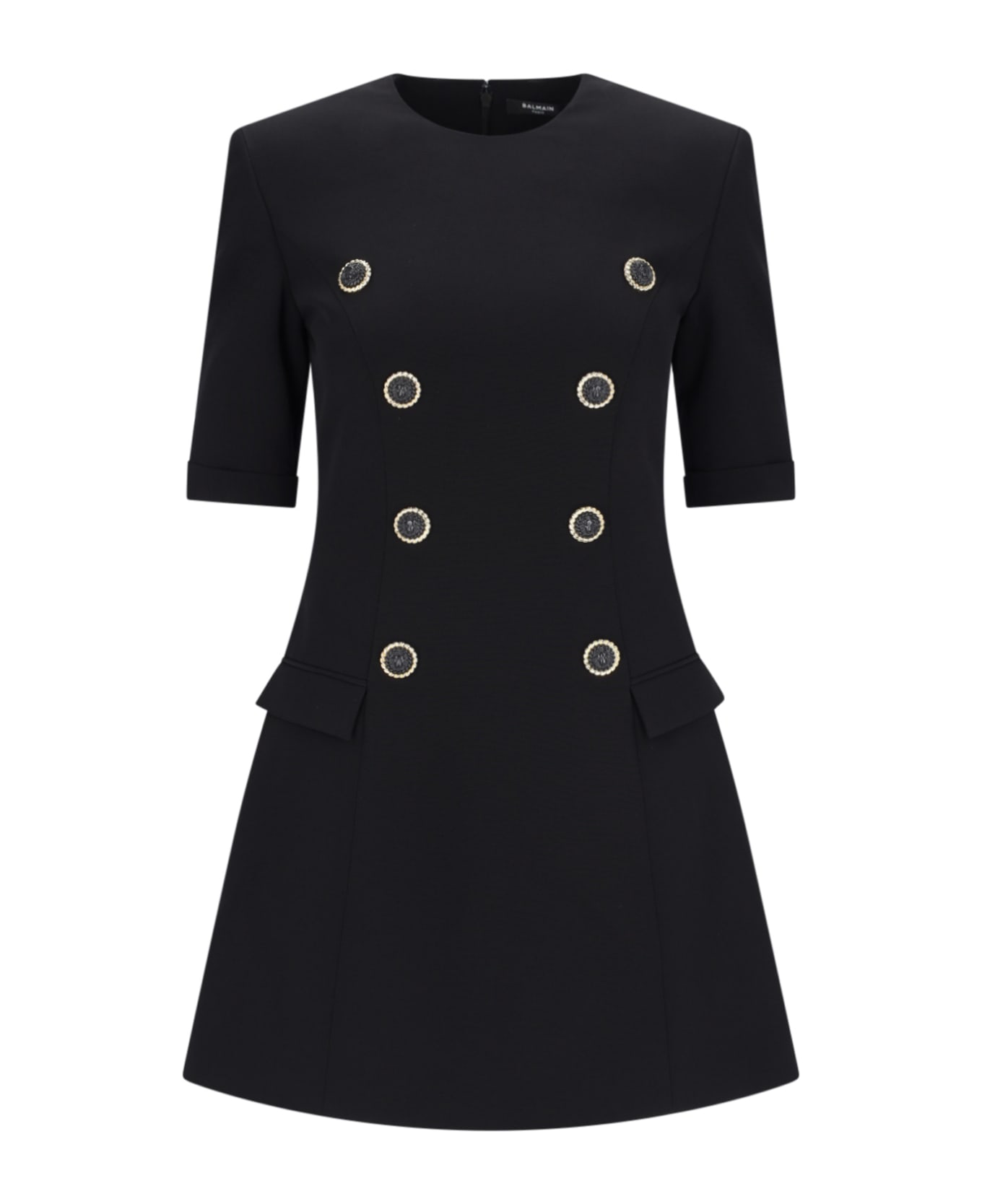 Balmain Eight Buttons Crêpe Mini Dress - Black  