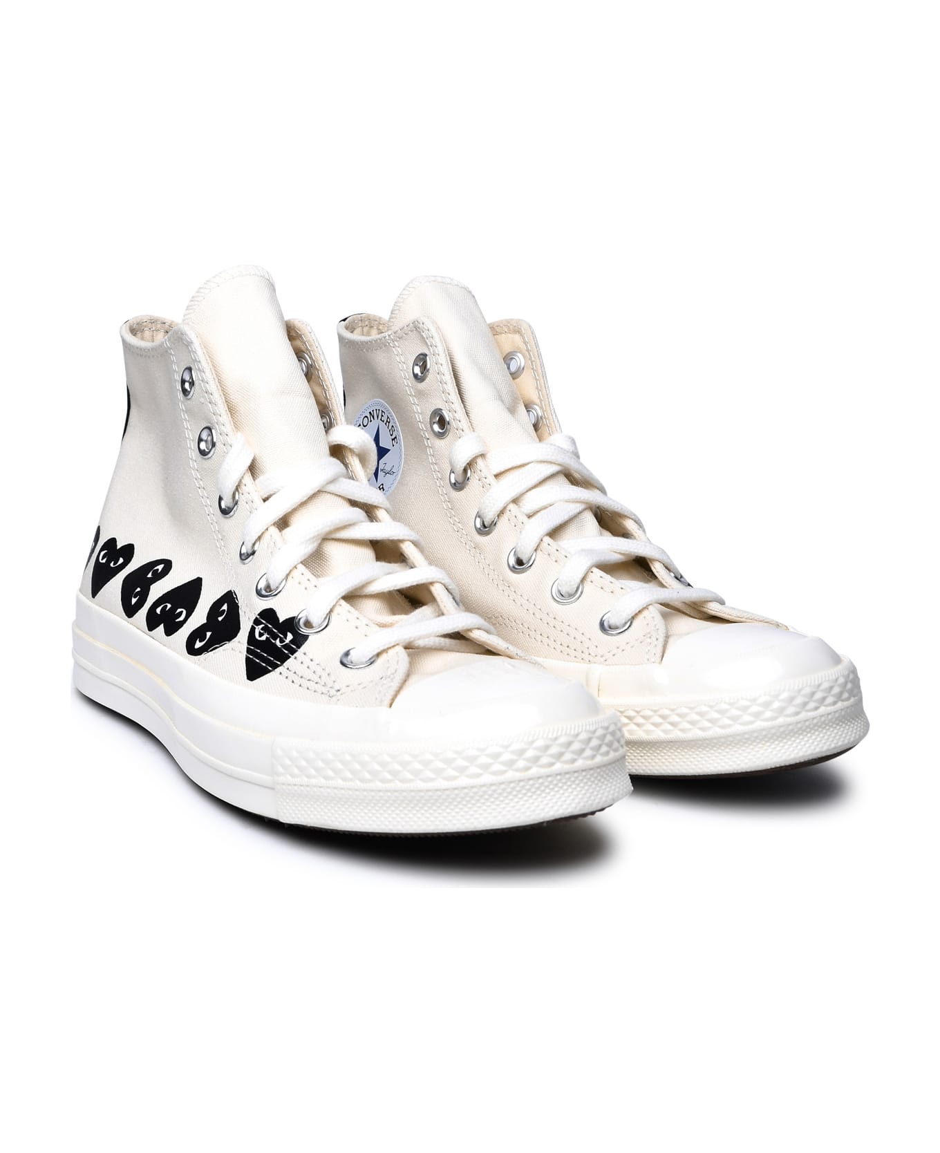 Comme des Garçons Play Ivory Fabric Sneakers - White