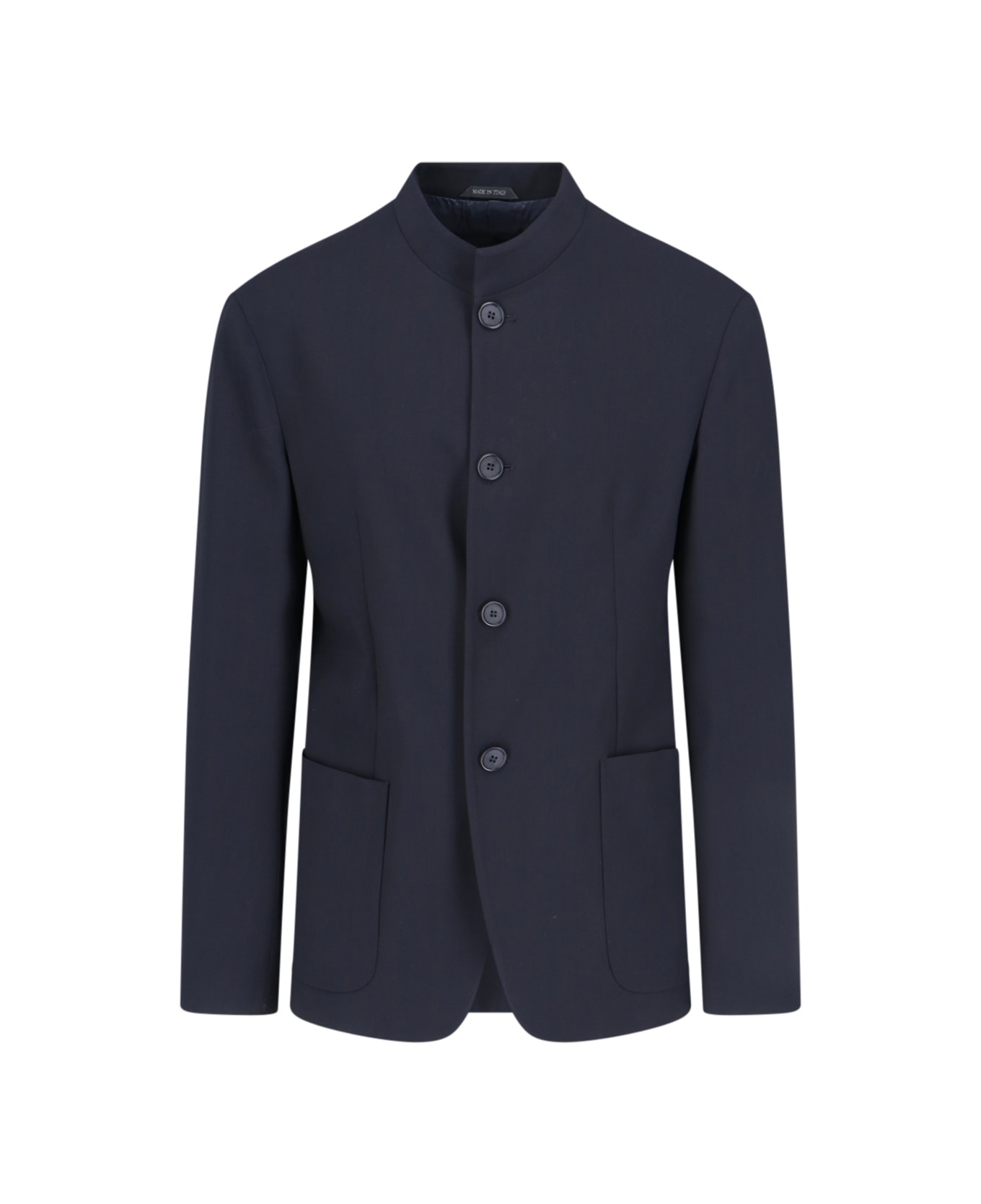 Giorgio Armani Single-breasted Virgin Wool Blazer - Blue