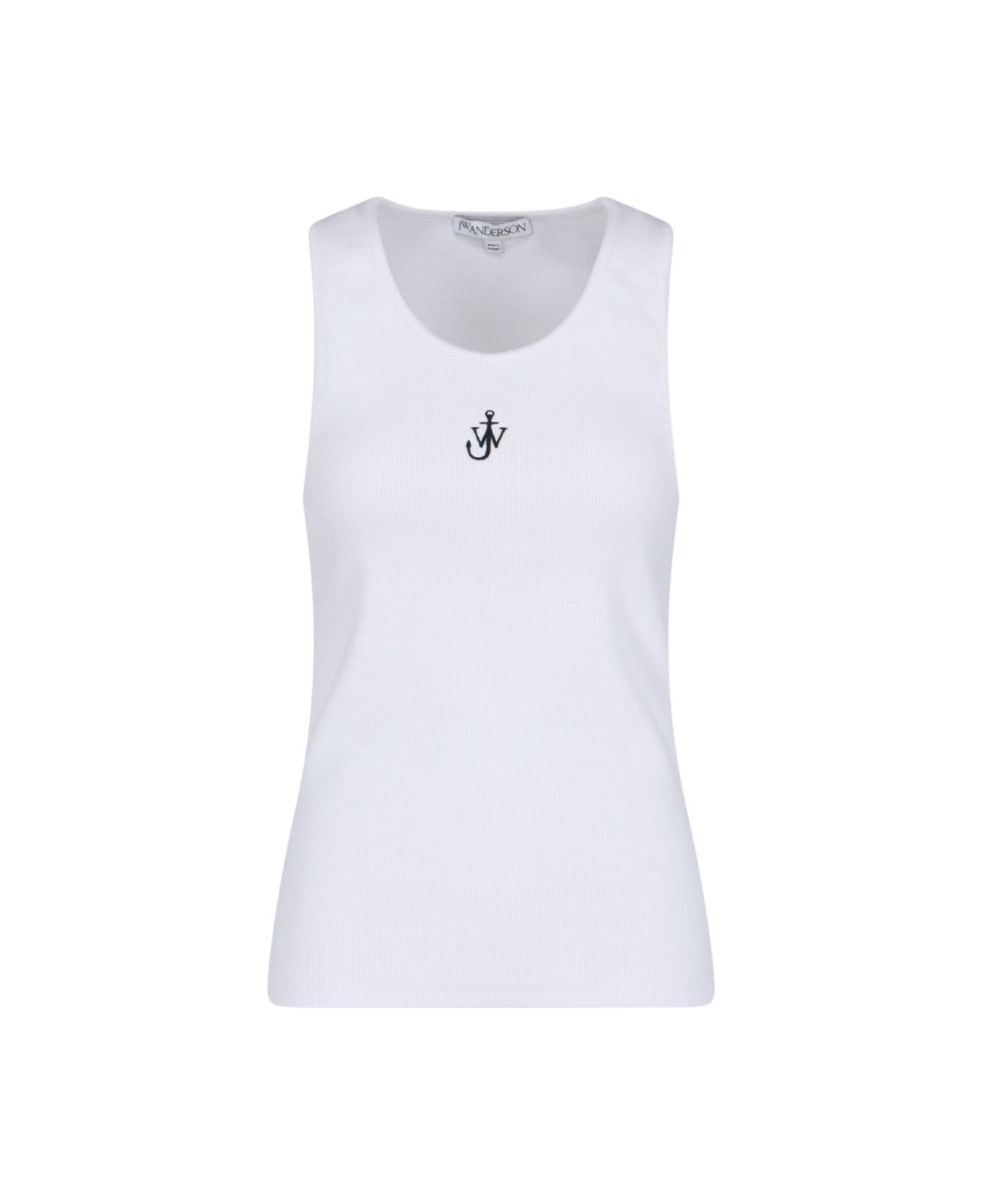 J.W. Anderson Logo Embroidered Ribbed Tank Top - White