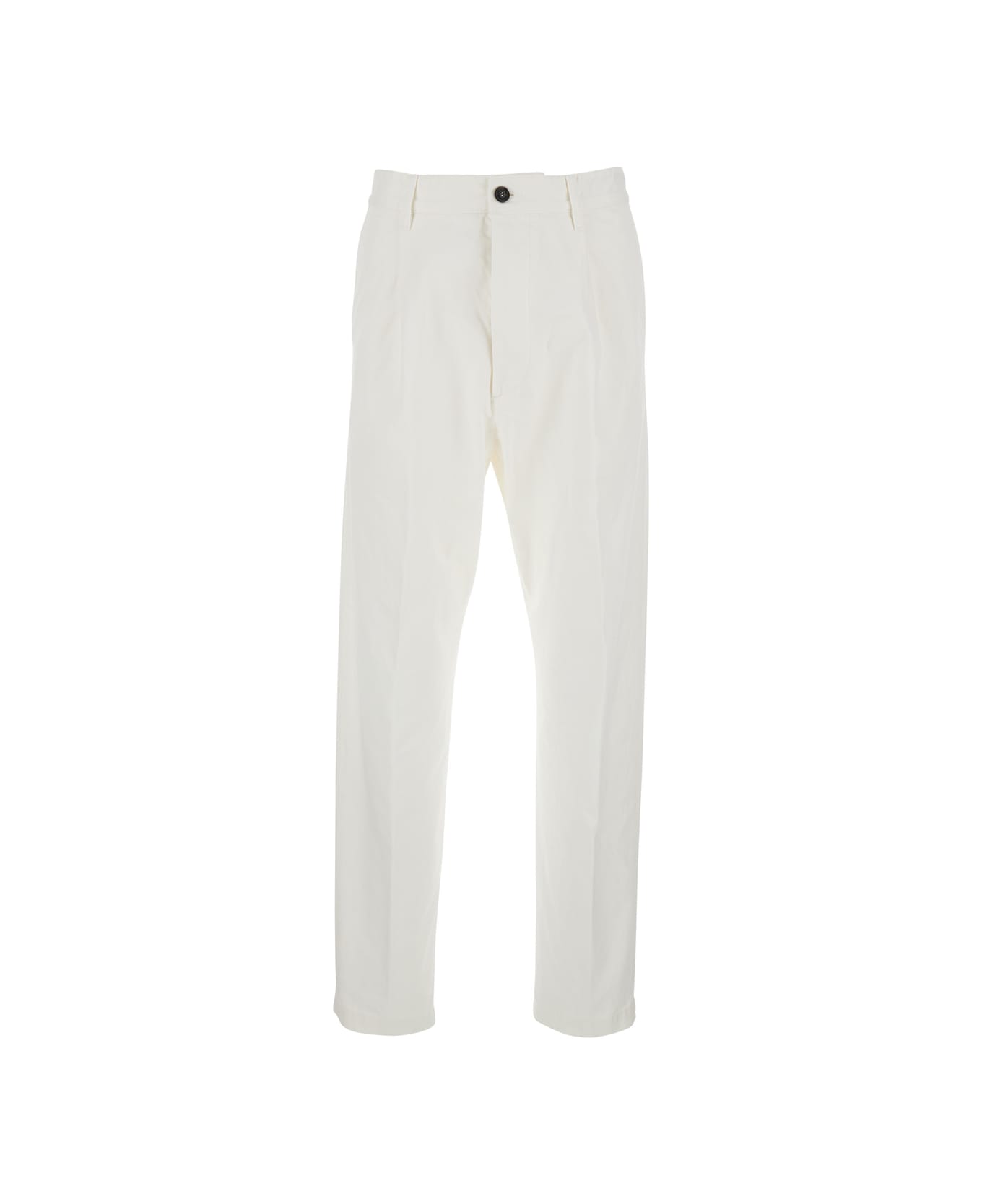 Dsquared2 White Five-pocket Pants With Logo Patch On The Back In Cotton Man - White