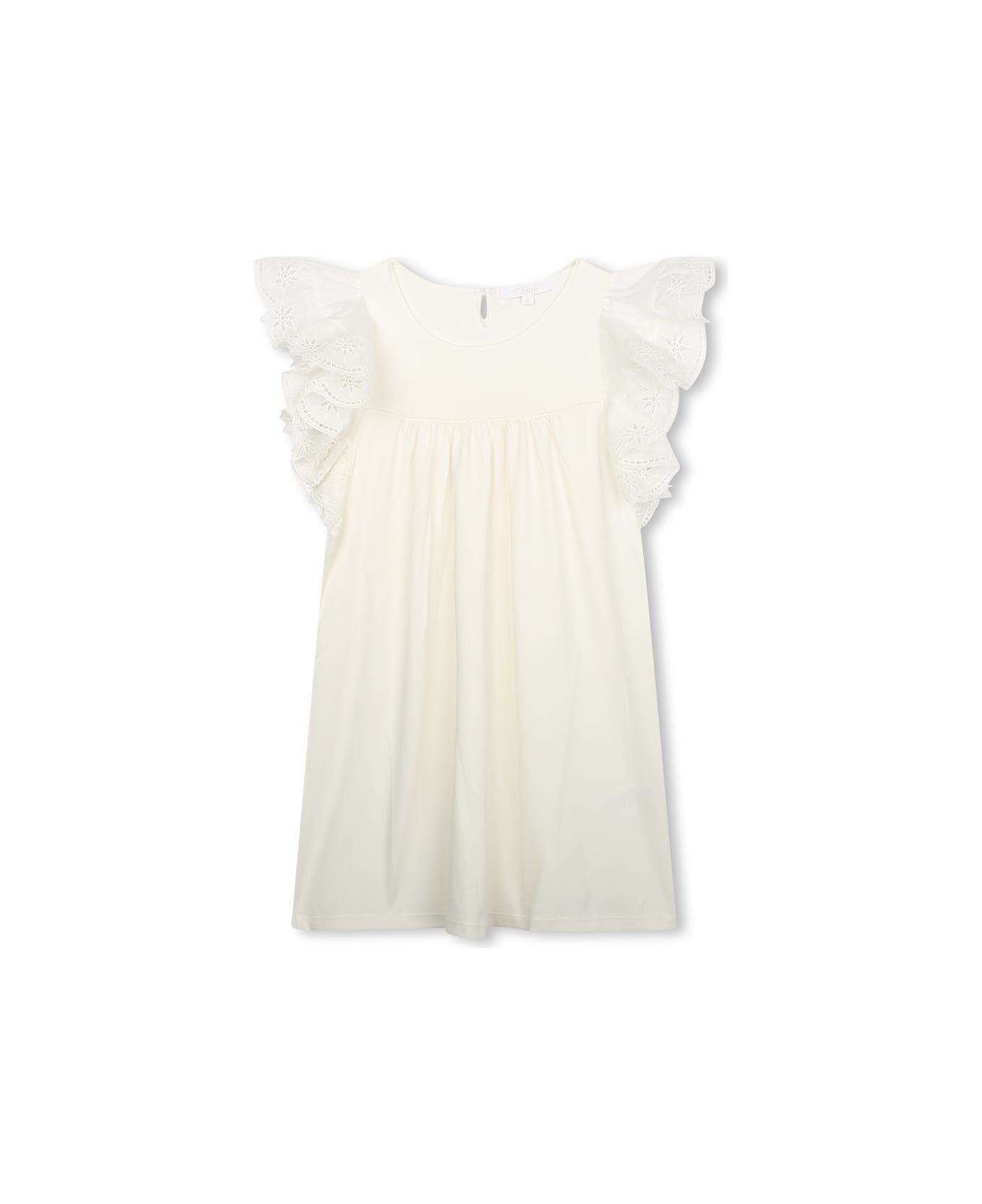 Chloé White Dress With Embroidered Ruffles - White ワンピース＆ドレス