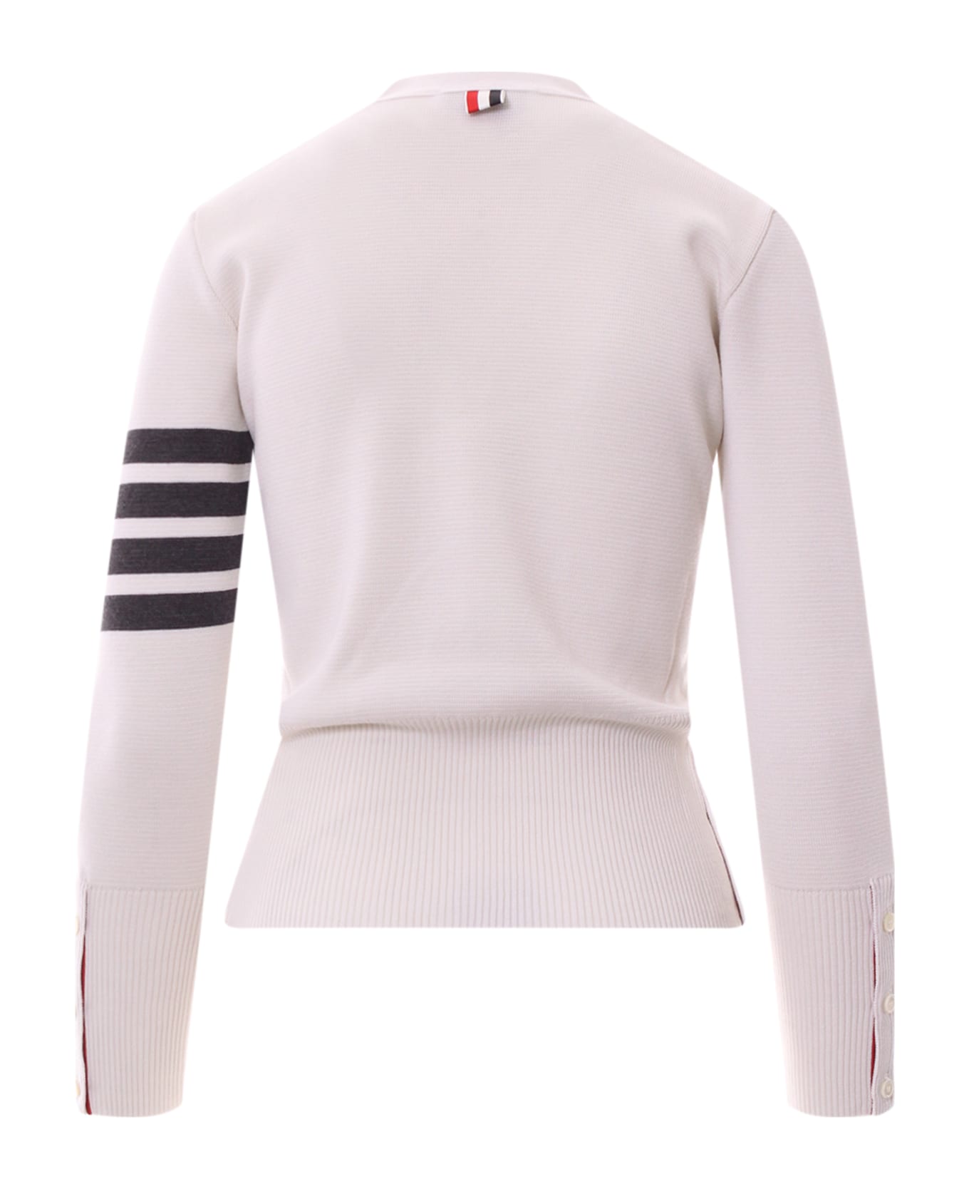 Thom Browne V-neck Merino Wool Cardigan - White