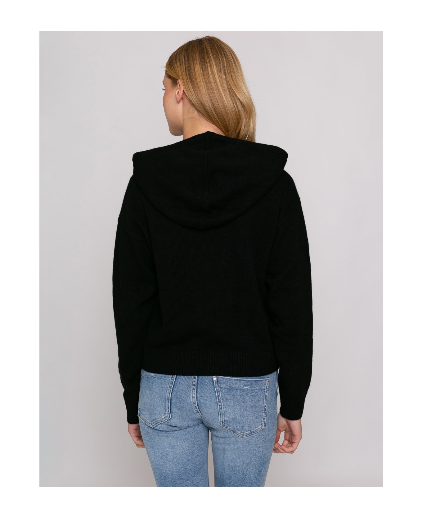 MC2 Saint Barth Cropped Knit Hoodie With St. Barth Embroidery - BLACK