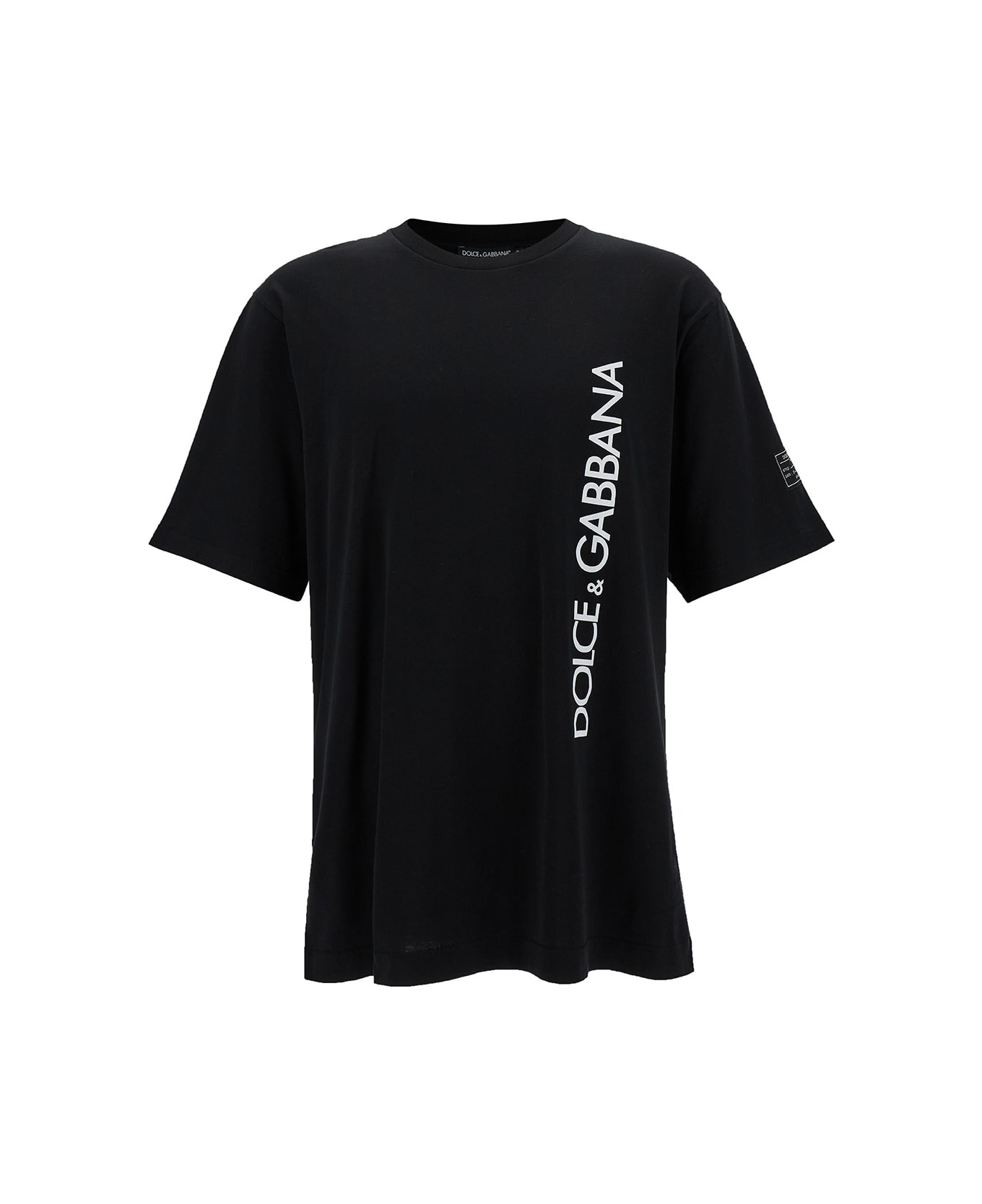 Dolce & Gabbana Black T-shirt With Contrasting Logo Lettering Print In ...