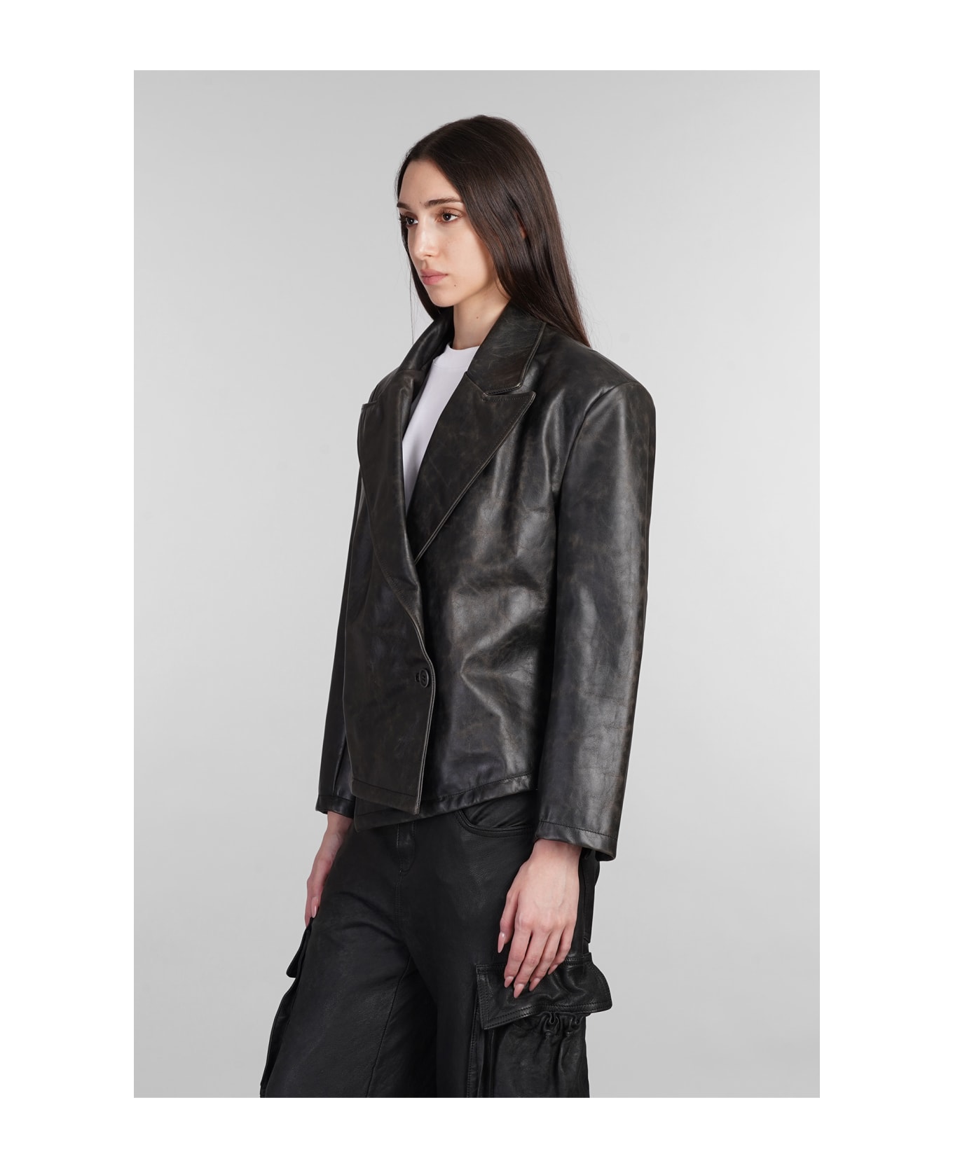 Salvatore Santoro Blazer In Black Leather - black