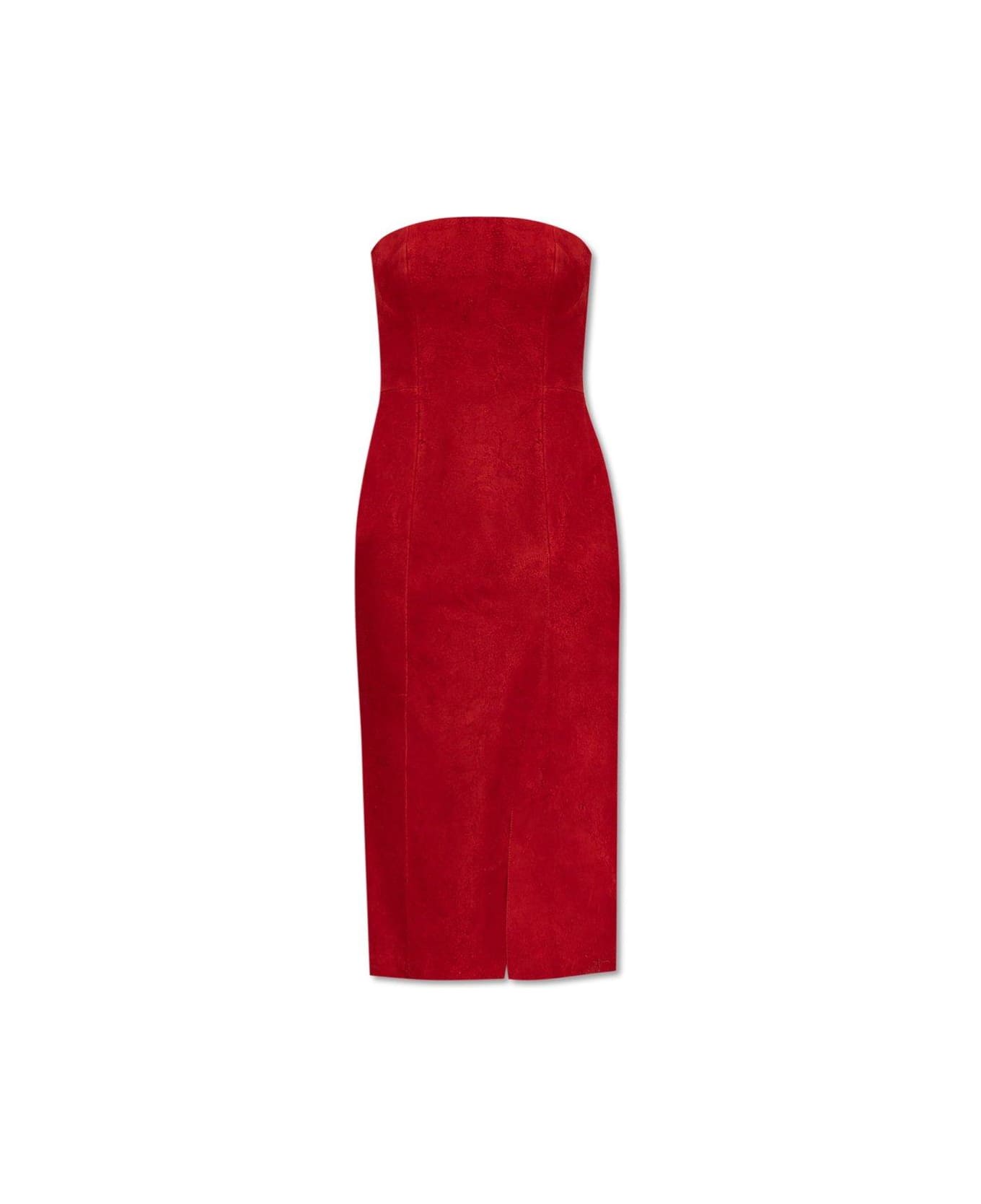Alexander McQueen Strapless Midi Dress - Red