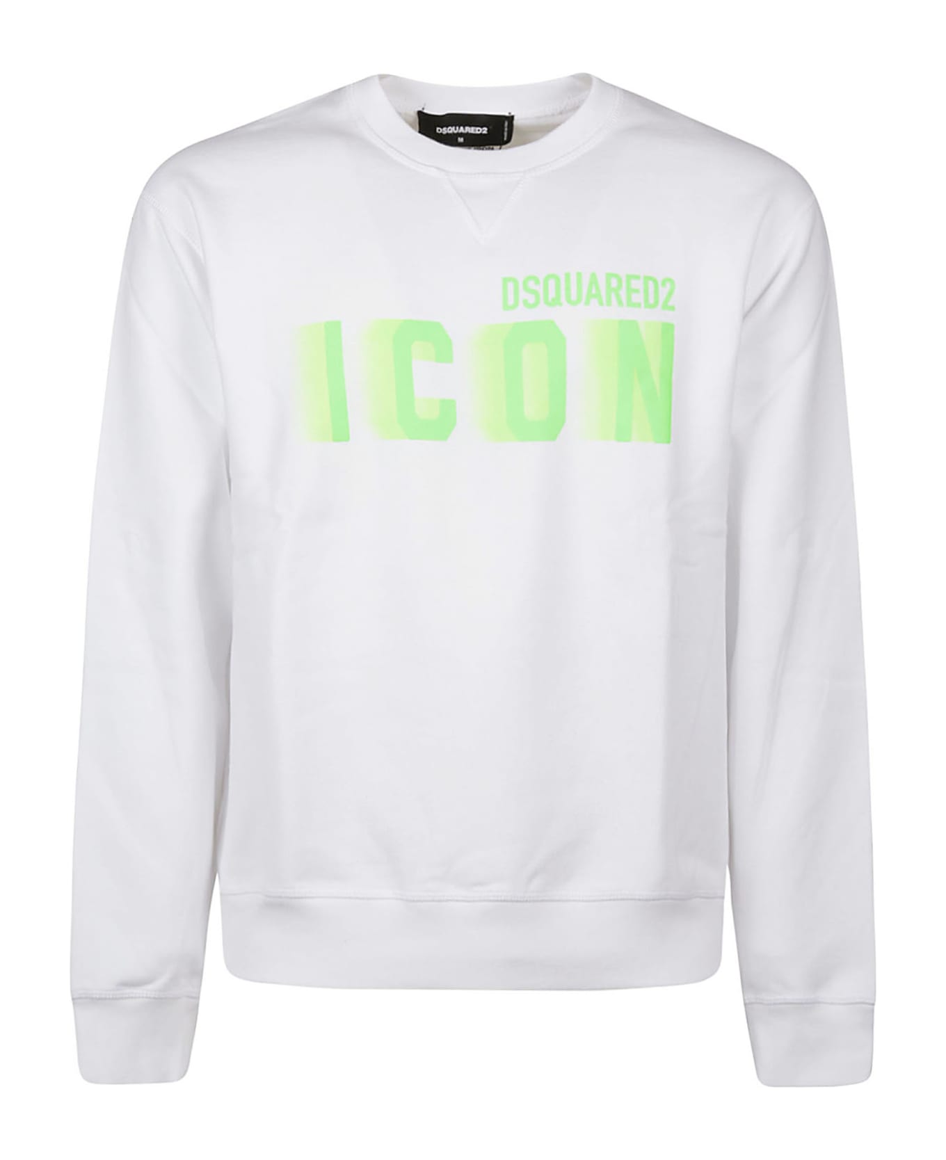 Dsquared2 Icon Blur Cool Fit Sweatshirt - White/green Fluo