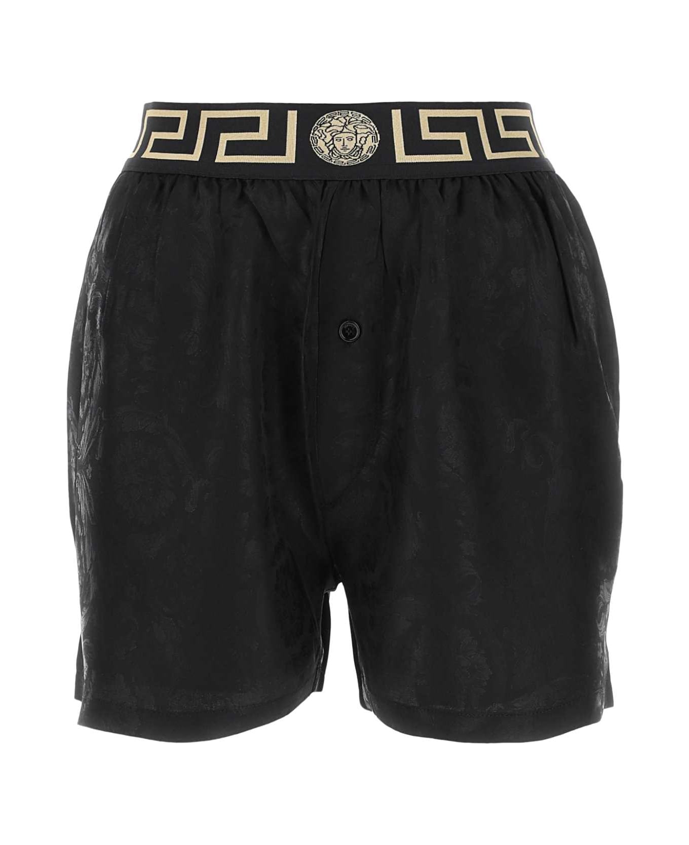 Versace Black Satin Pyjama Bermuda Shorts - NEROGRIGIO ショートパンツ