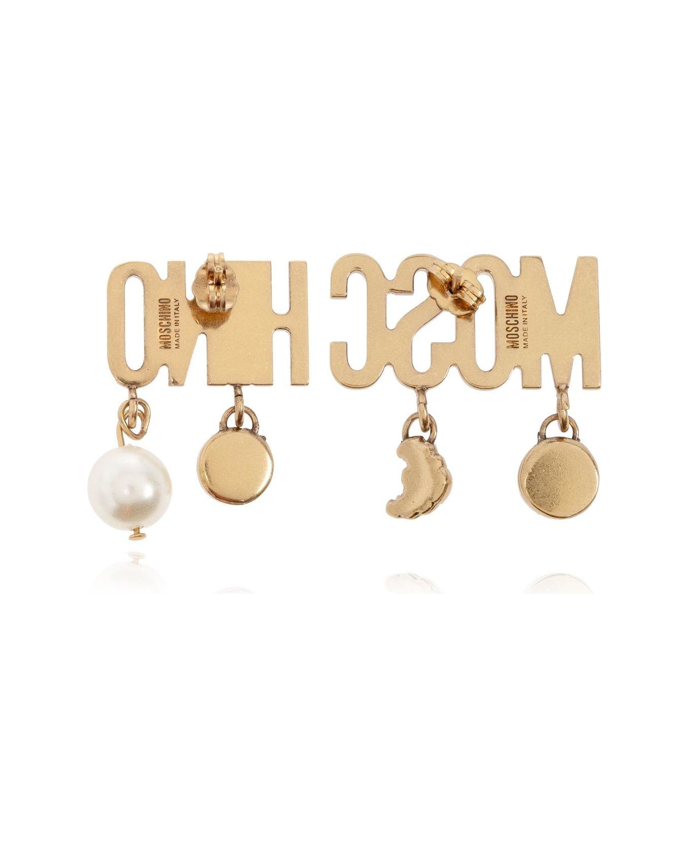 Moschino Logo Lettering Drop Earrings - GOLD