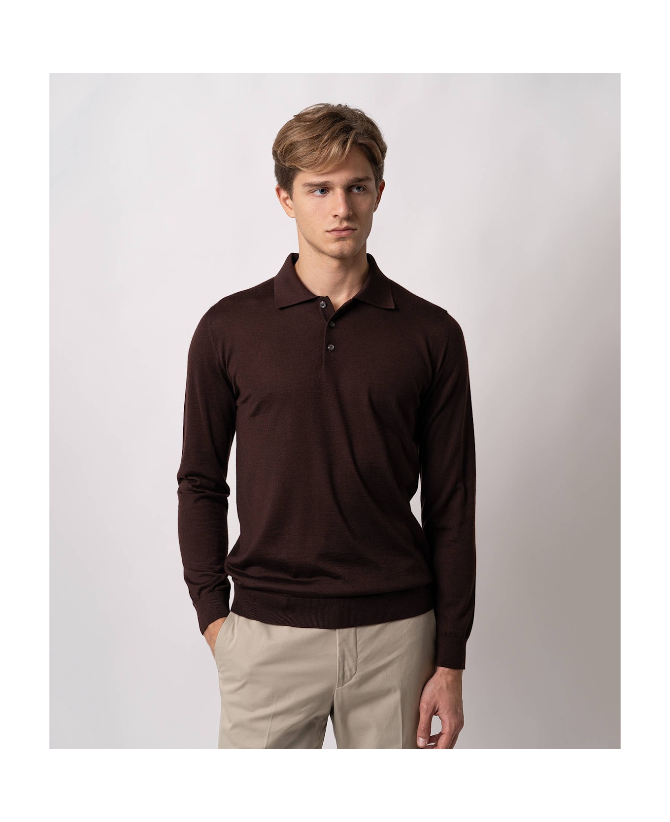 Larusmiani Long Sleeve Polo 
coppa Europa
 Sweater - DarkBrown