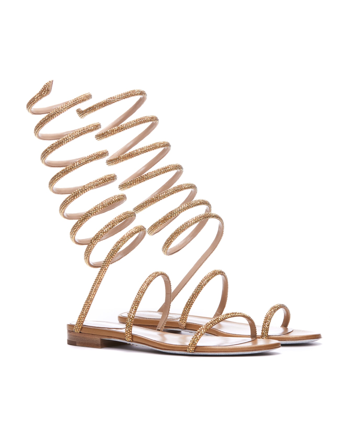 René Caovilla Flat Sandals - Golden