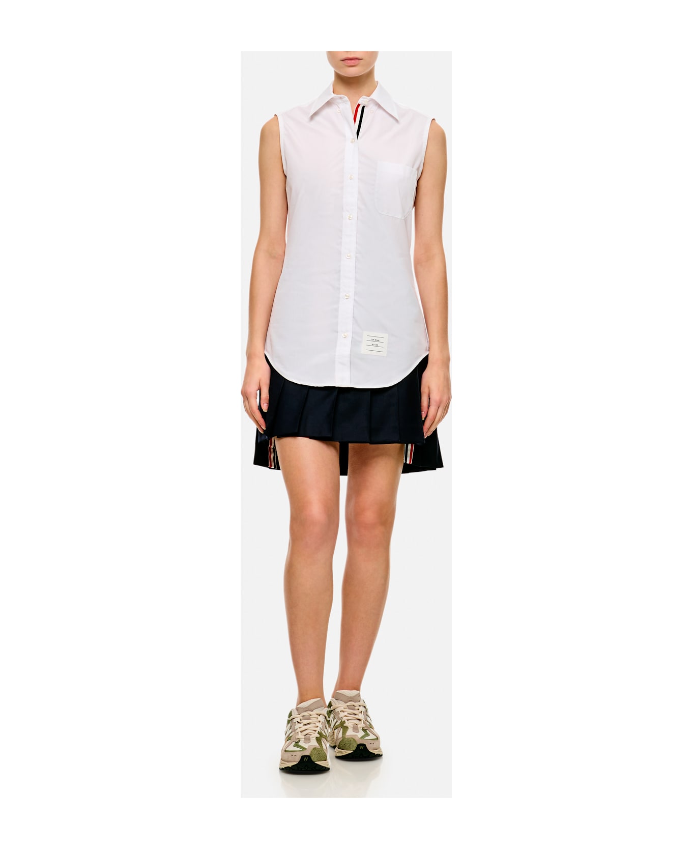 Thom Browne Classic Sleeveless Point Collar Shirt - White