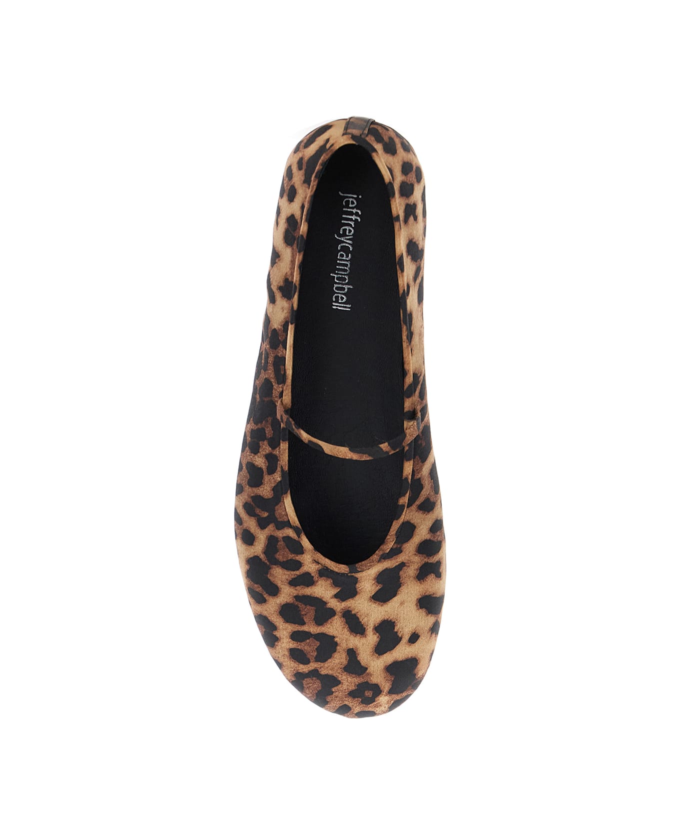 Jeffrey Campbell 
dancerina
 Brown Ballet Shoes With Strap And Leopard Print In Tech Fabric Woman - Brown