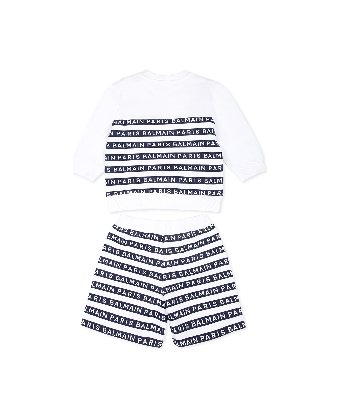 Balmain White Suit For Baby Boy With Logo - White