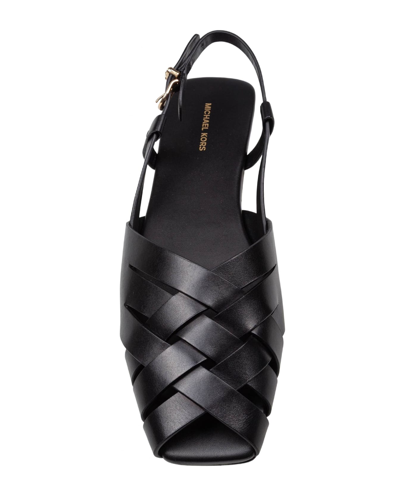Michael Kors Irene Flat Sandal In Woven Leather Color Black - Black