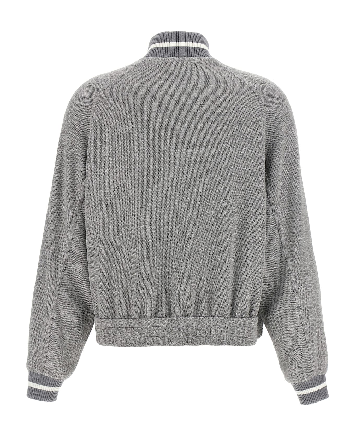 Brunello Cucinelli Logo Embroidery Lamé Sweatshirt - Silver
