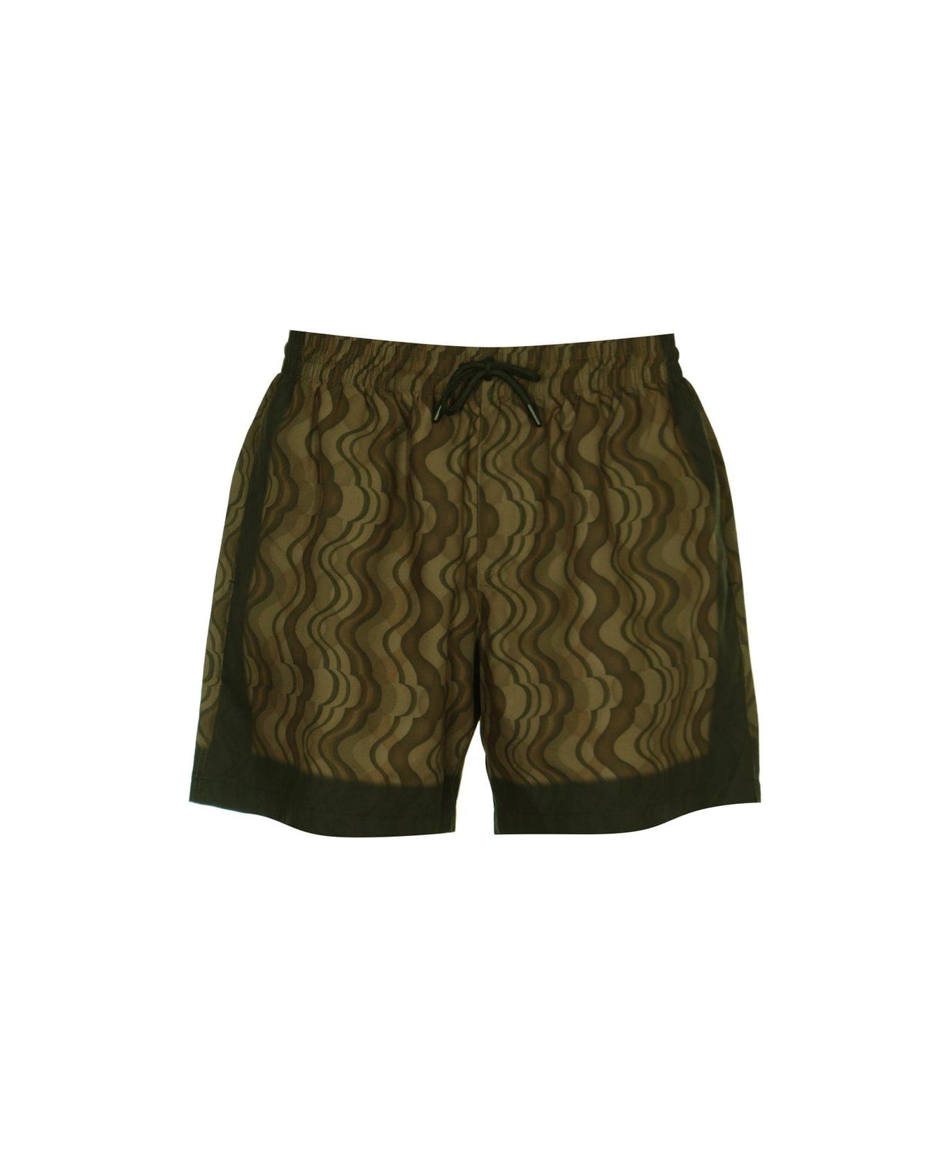 Dries Van Noten Graphic-printe Drawstring Swim Shorts - Dark brown