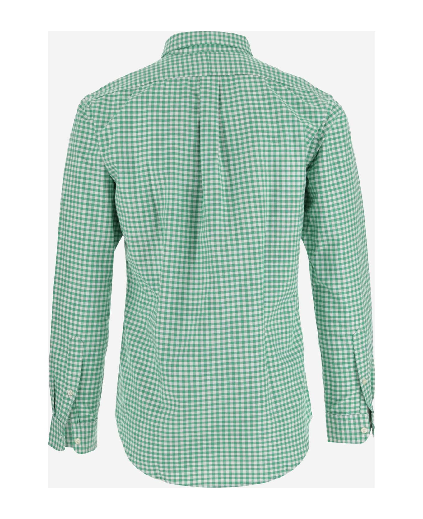Ralph Lauren Cotton Shirt With Logo - GREEN/YELLOW