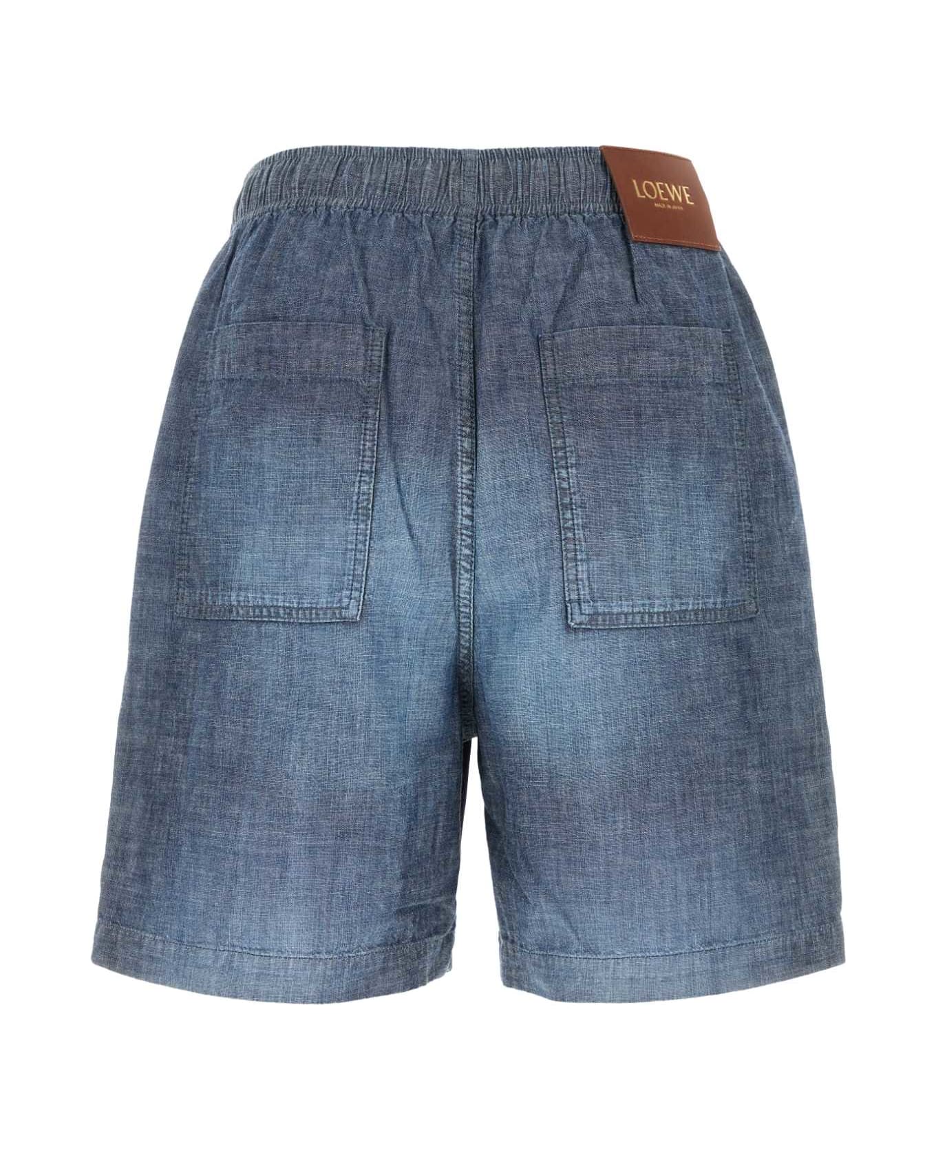Loewe Denim Blue Chambray Bermuda Shorts - WASHEDBLUE