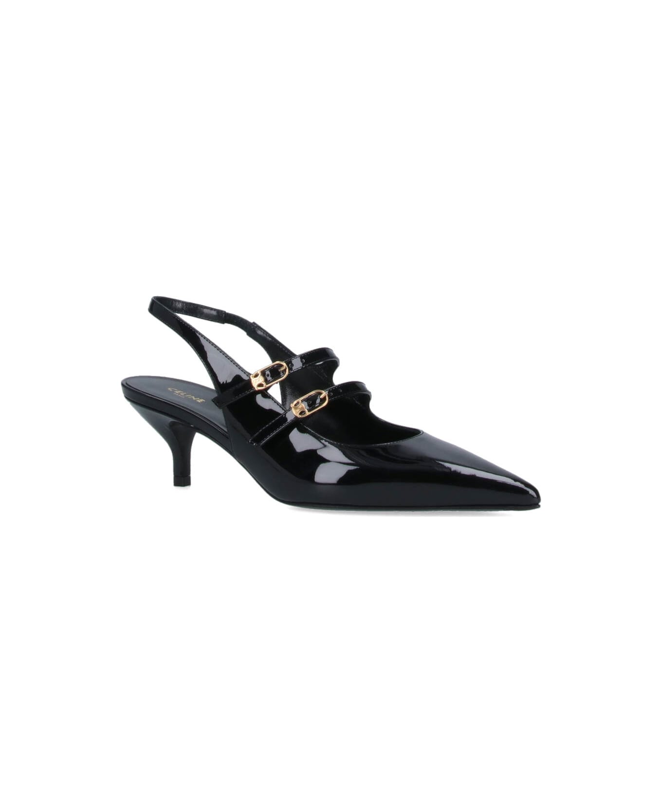 Celine Mary Jane Slingback Pumps - Black