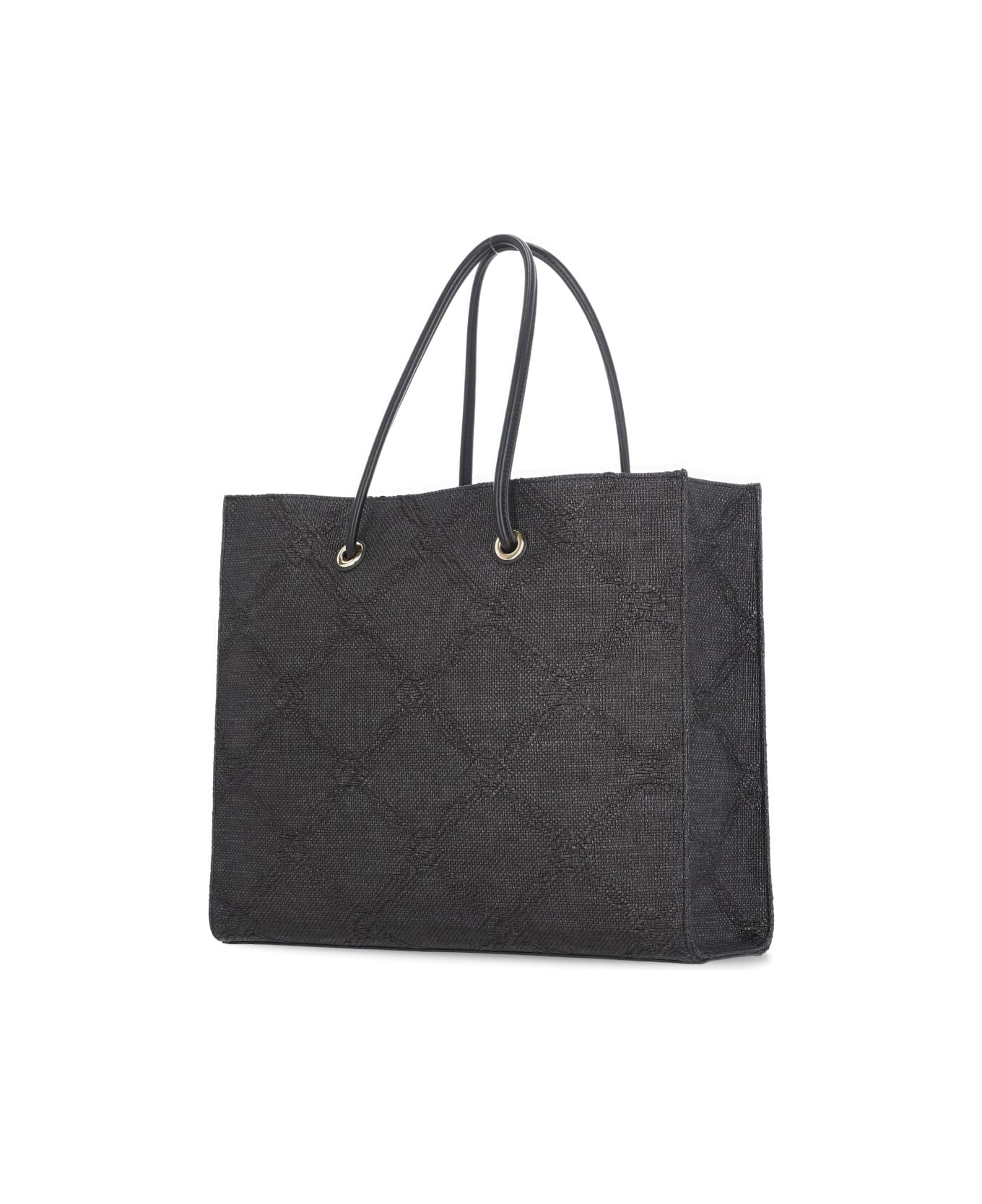 Elisabetta Franchi Tote Rafia Bag - Black