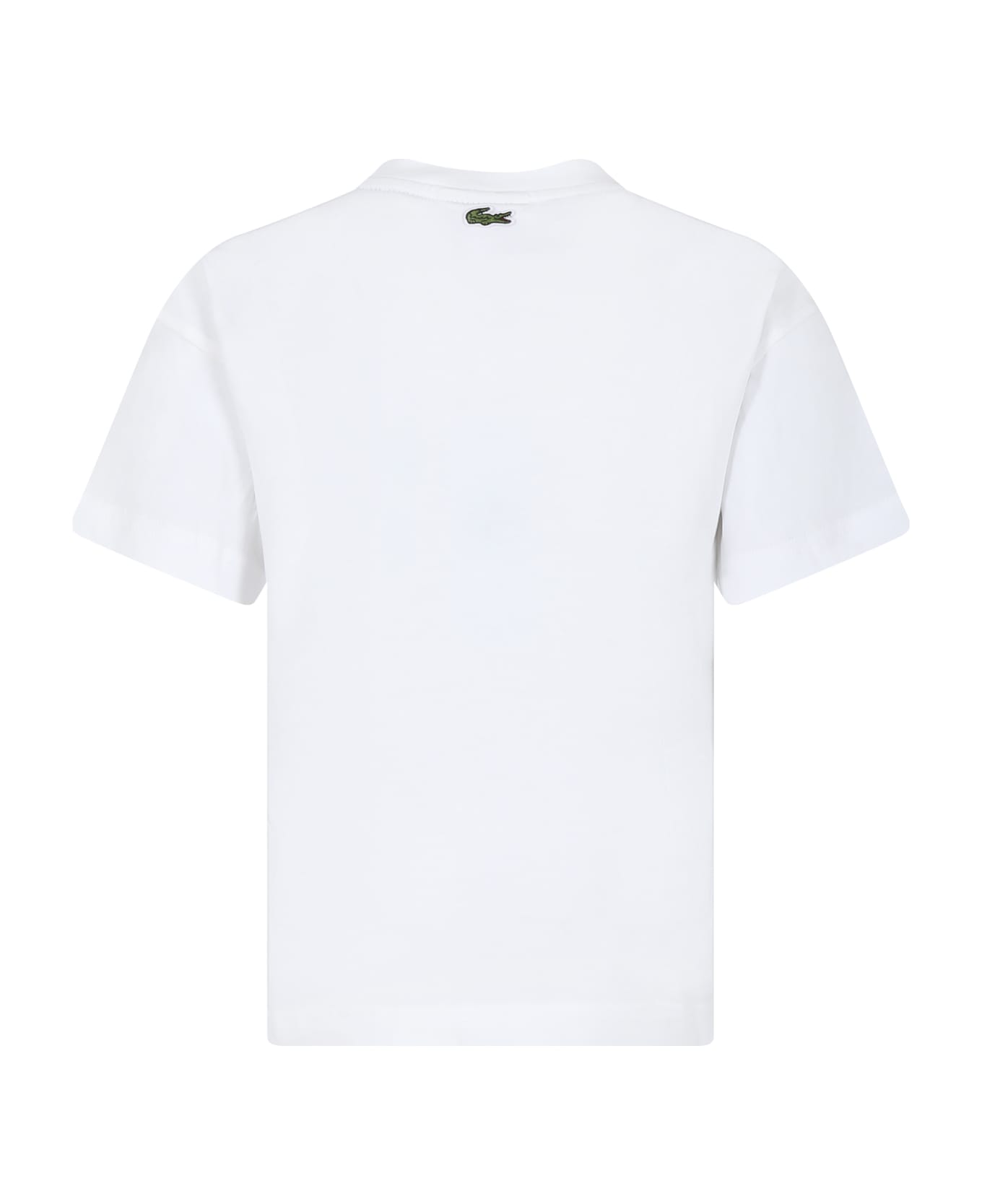 Lacoste White T-shirt For Boy With Crocodile - White