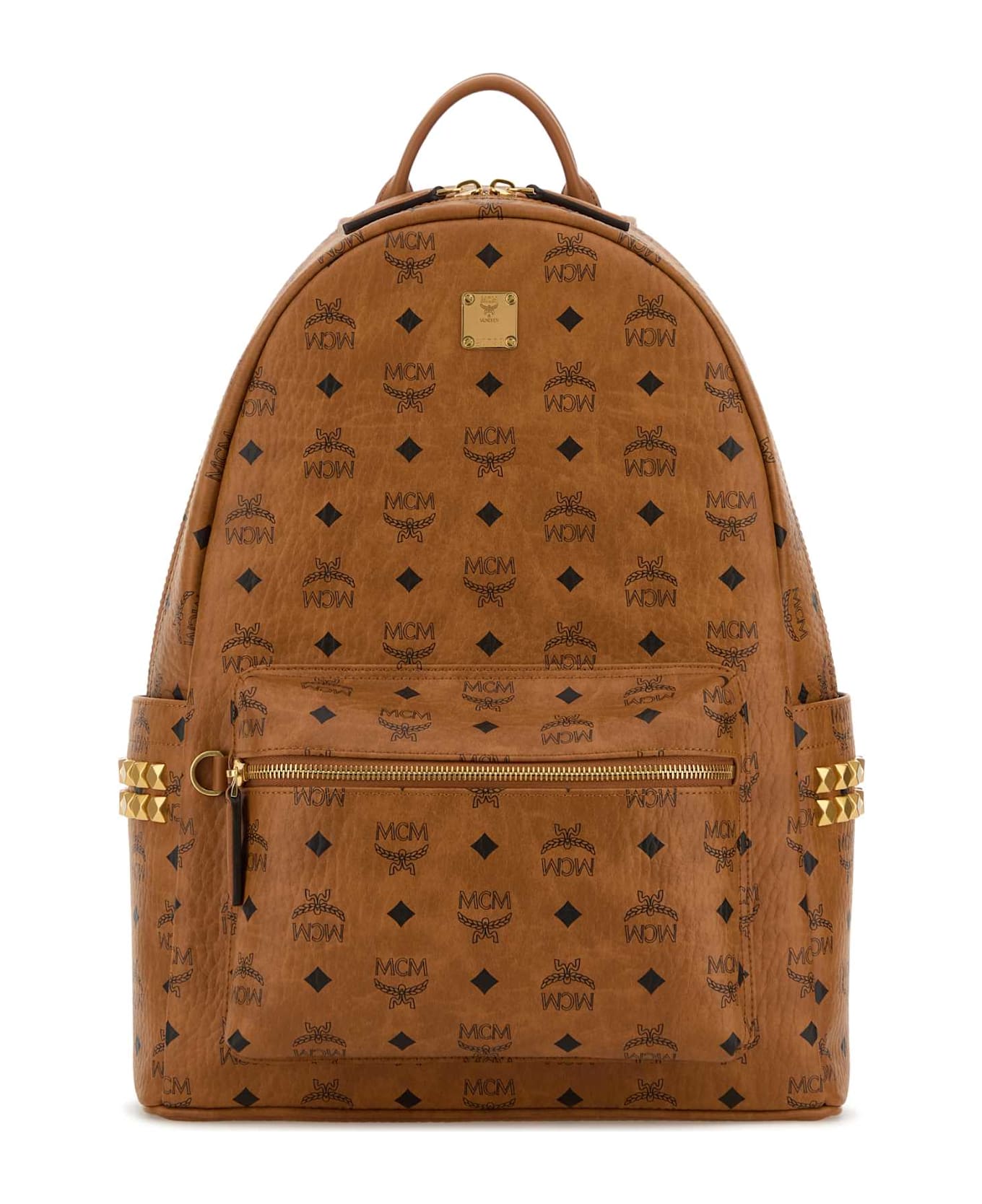 MCM Printed Canvas Backpack - COGNAC