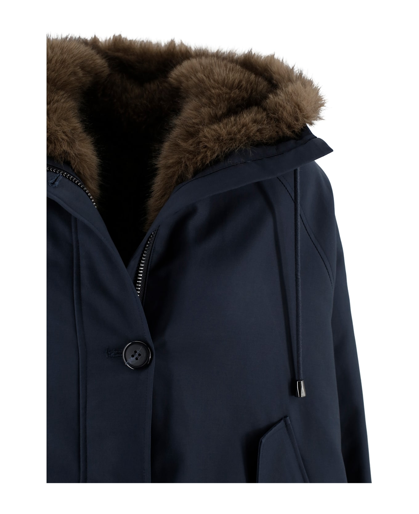 Valentini 1972 Parka With Hood And Faux Fur Lining. - Blue