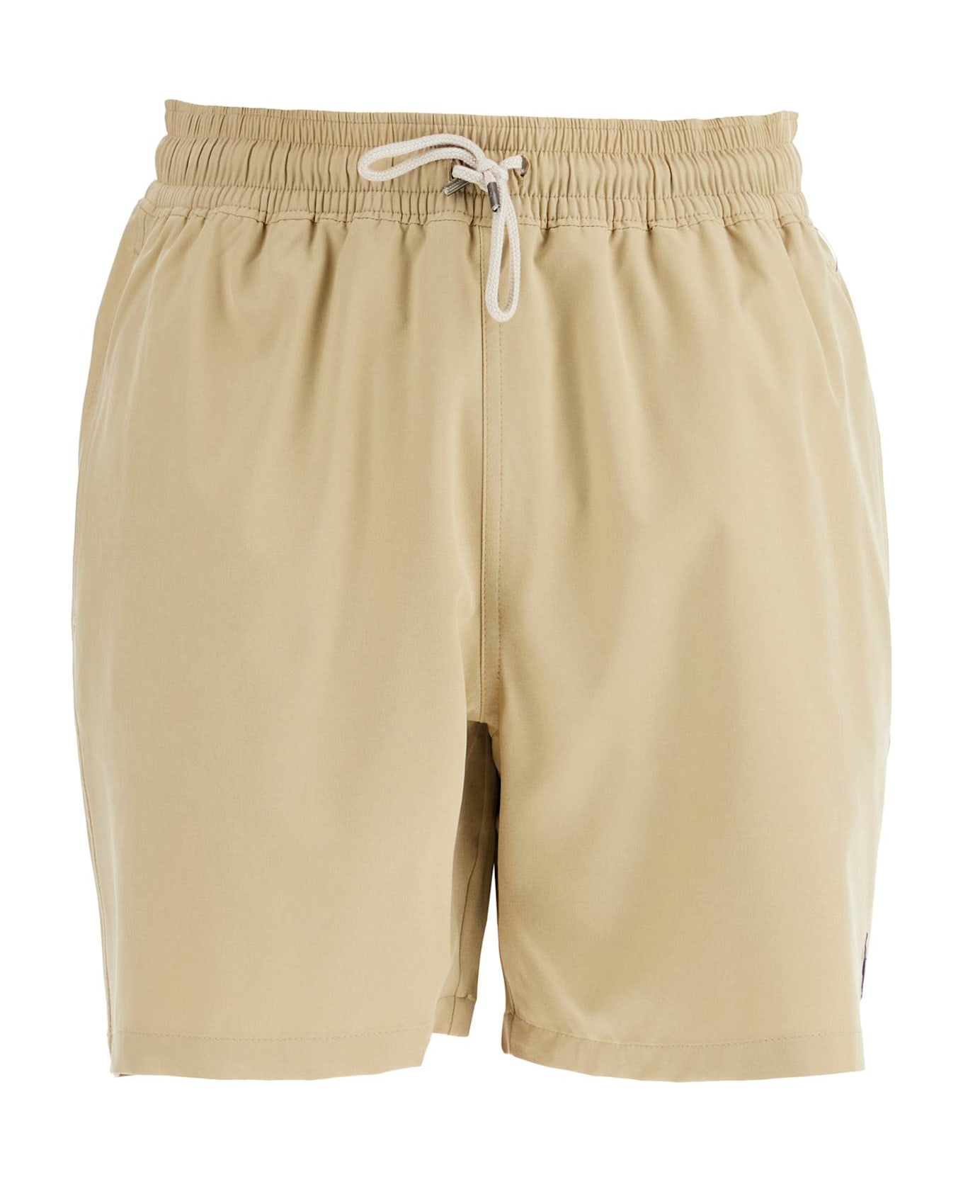 Polo Ralph Lauren Beige Solid Color Mid-trunk Swim Trunks In Recycled Polyester With Pocket - COASTAL BEIGE (Beige)