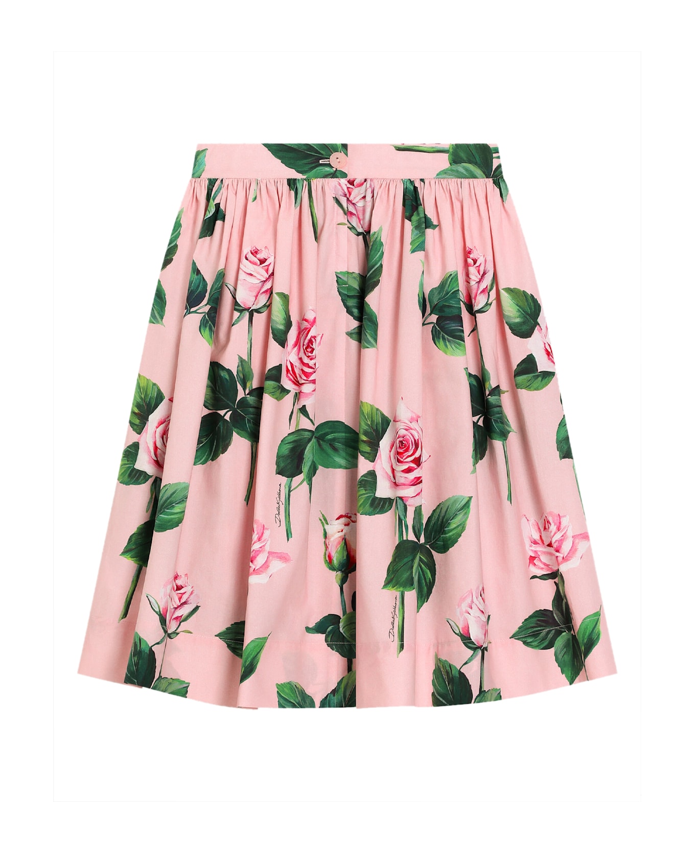 Dolce & Gabbana Rose Print Poplin Skirt - Rose