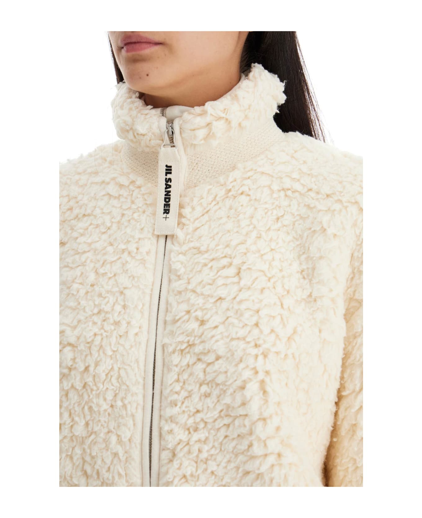 Jil Sander Jacket In Teddy Knit - EGGSHELL