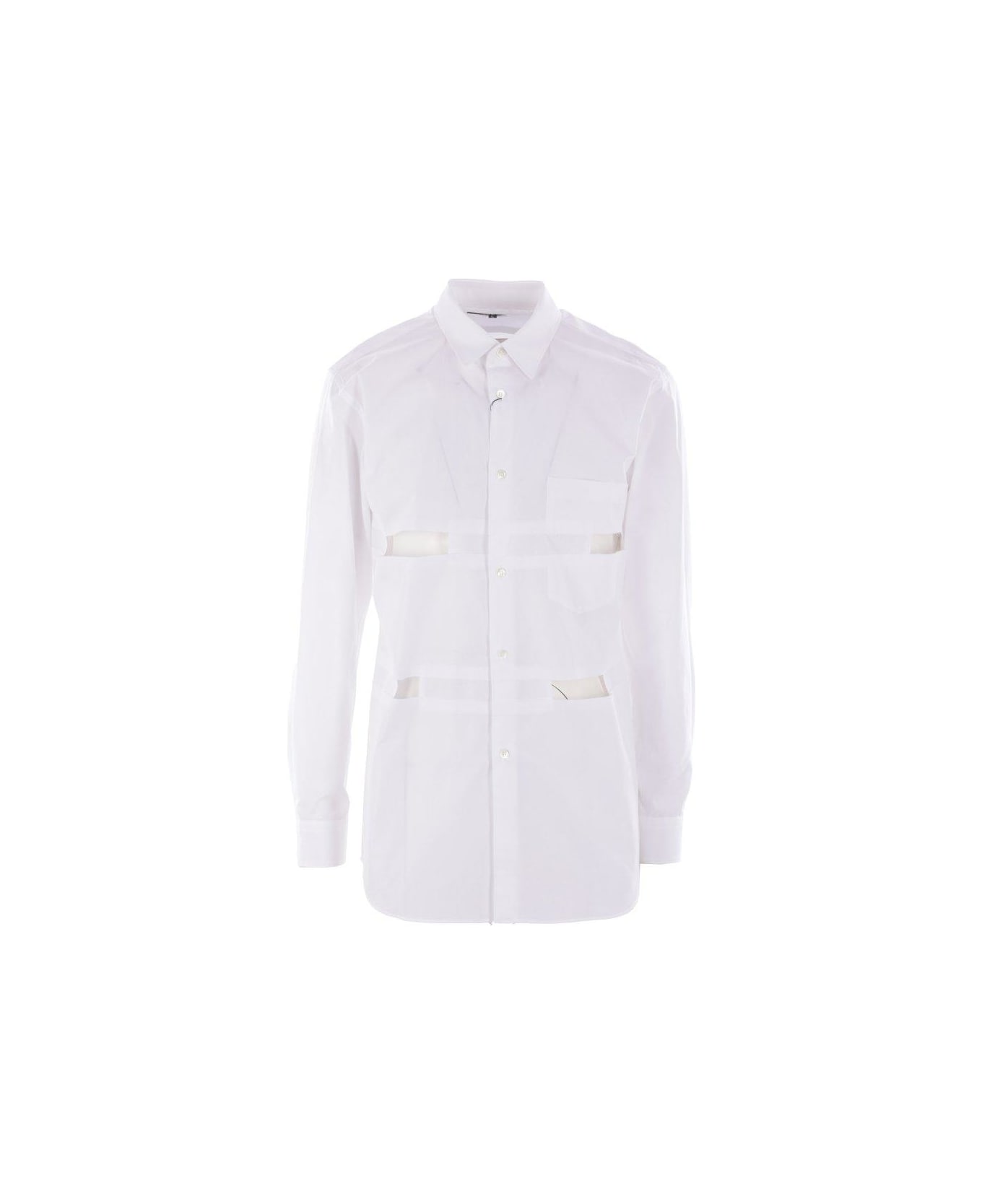 Comme des Garçons Cut-out Curved Hem Shirt - White