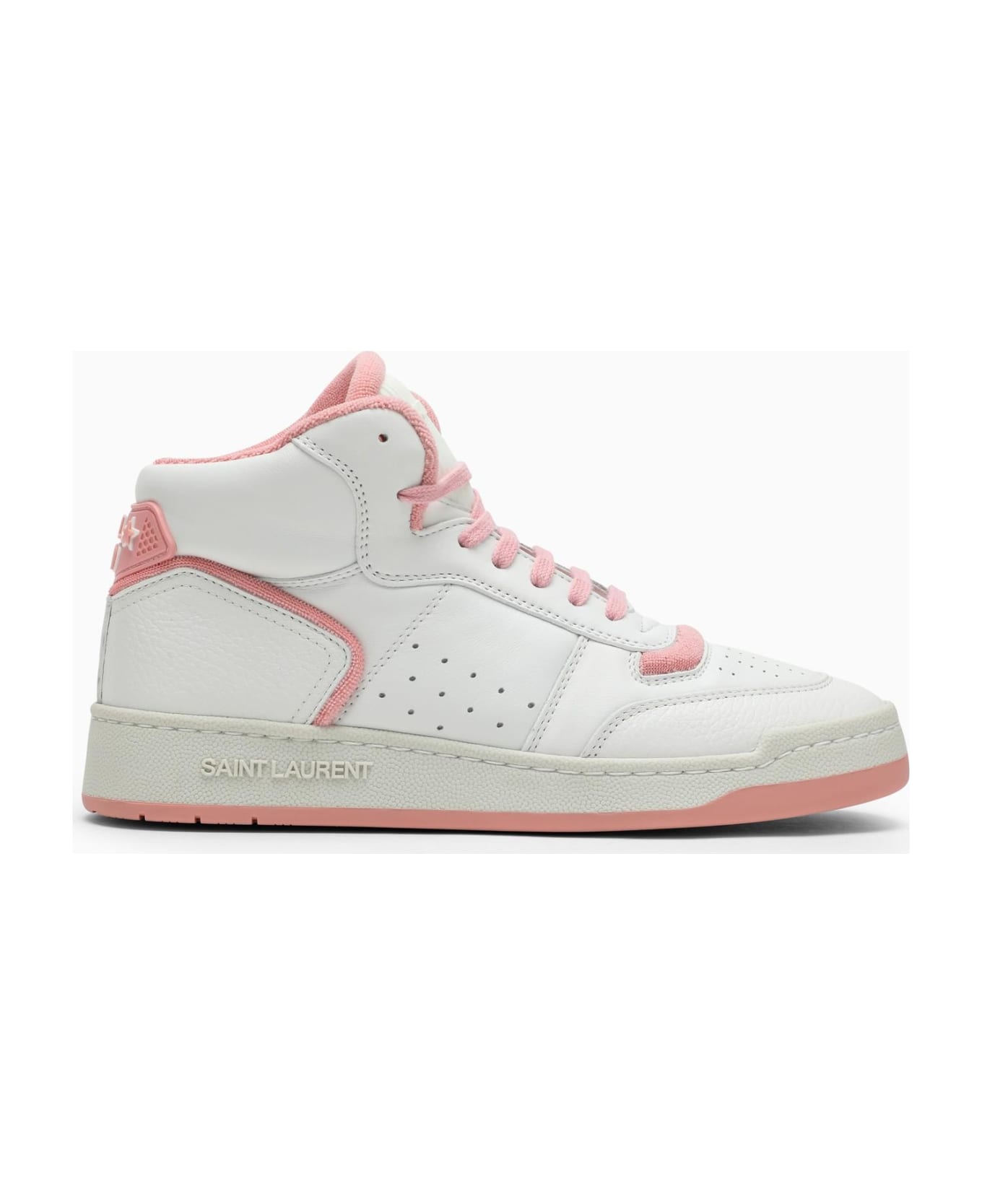 Saint Laurent Sl\/80 White\/pink Leather Sneakers - WHITE スニーカー
