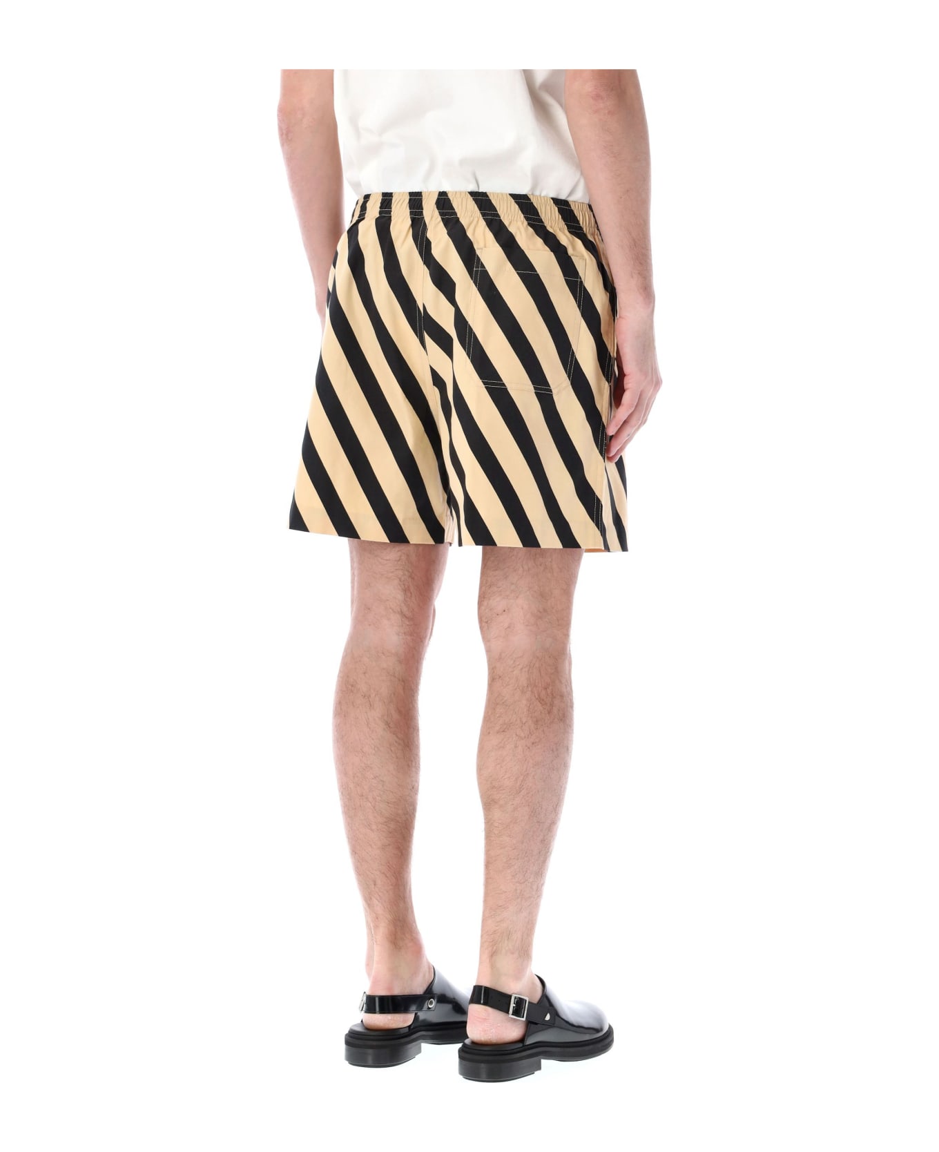 Bode Domino Stripe Shorts - ECRU BLACK