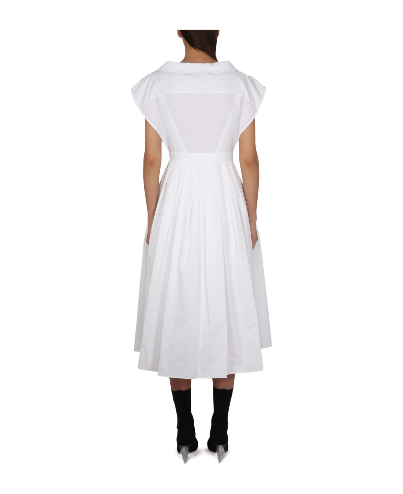 Alexander McQueen Wide Neck Long Dress - Bianco