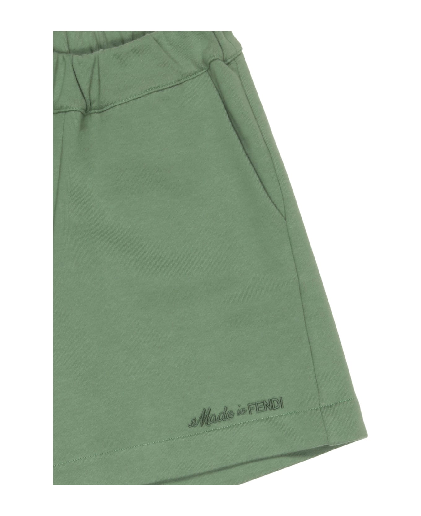 Fendi Green Shorts With Embroidery - Green