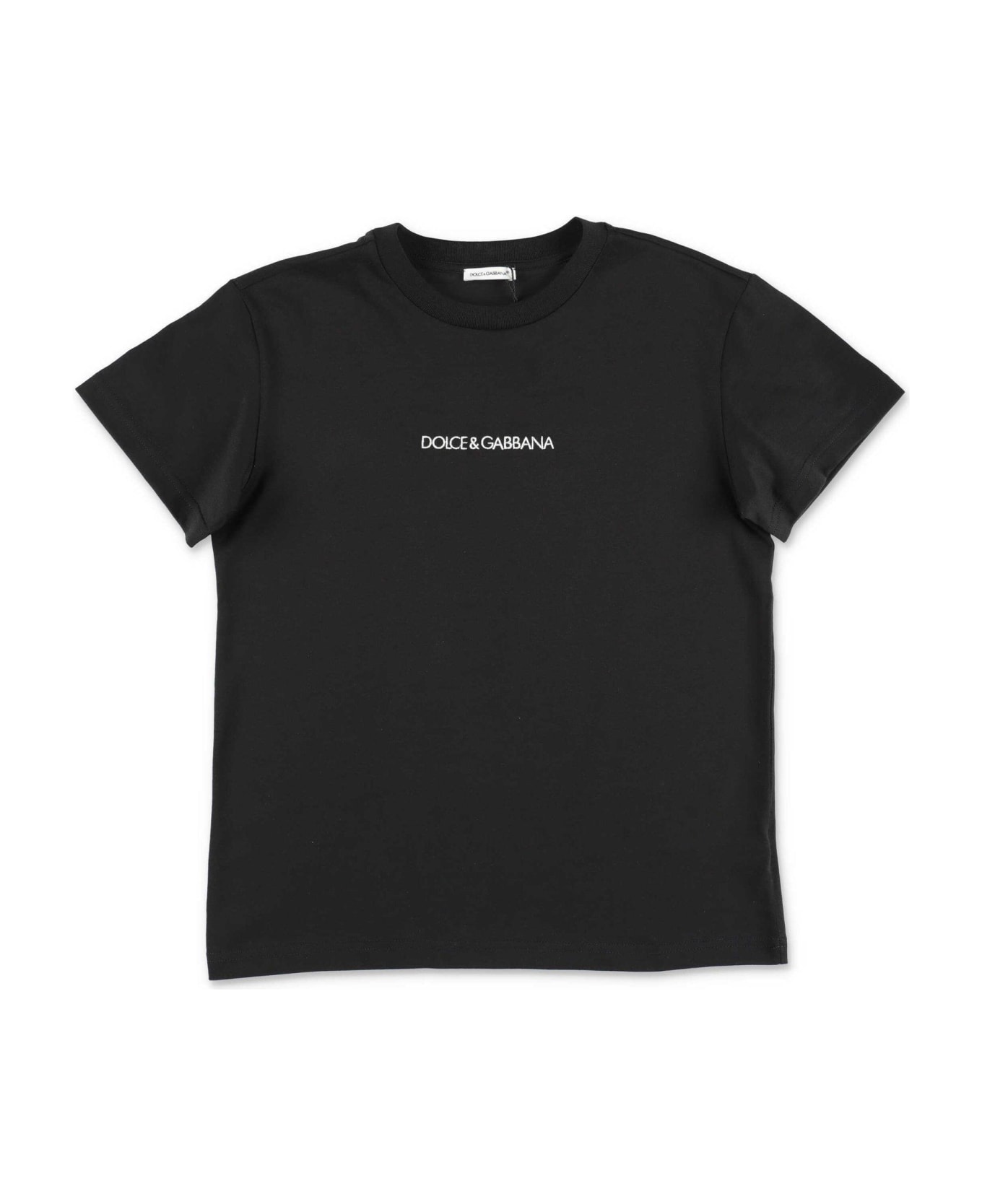 Dolce & Gabbana Logo Embroidered T-shirt - BLACK
