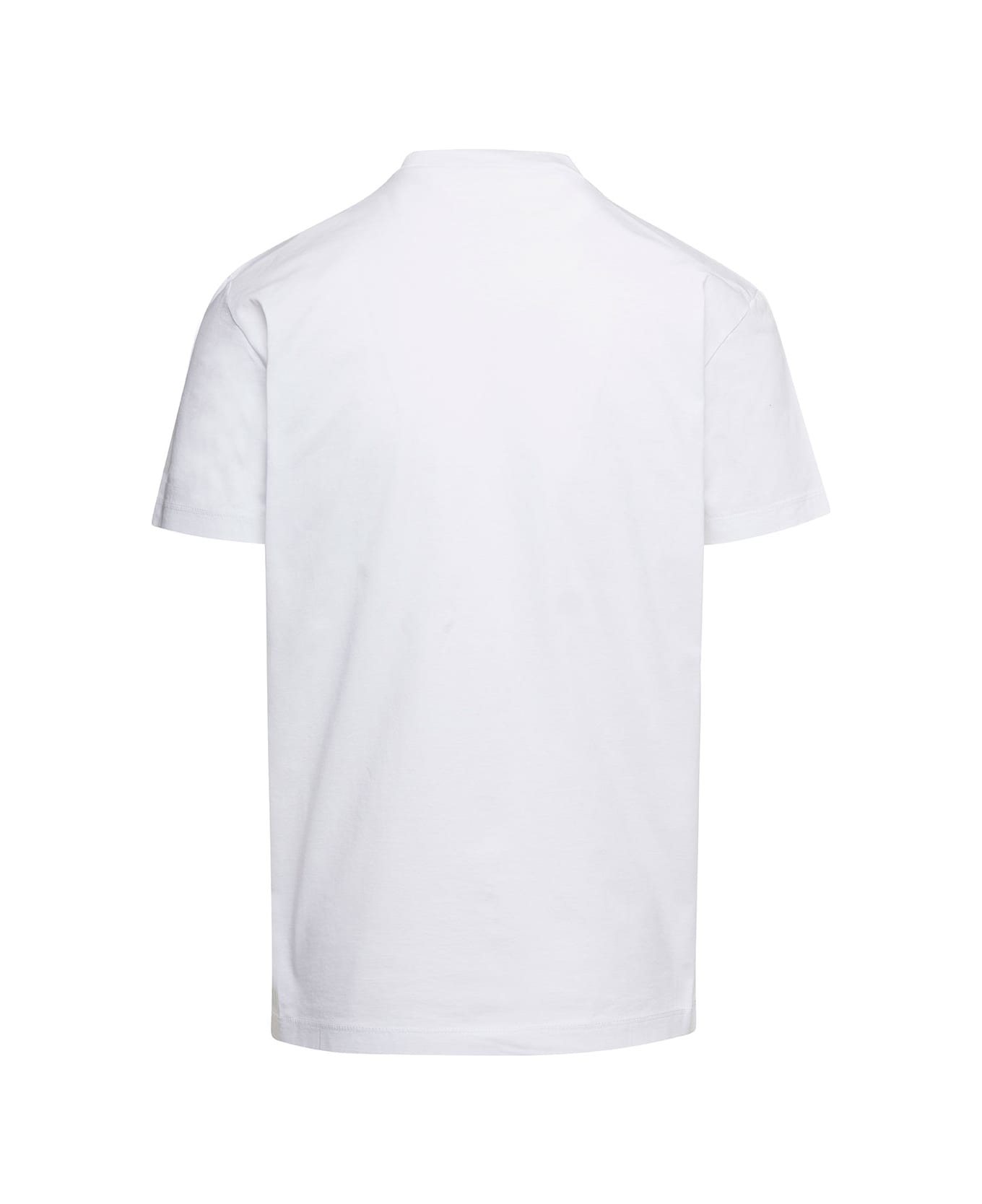 Dsquared2 White Crewneck T-shirt With Printed Logo On The Chest In Cotton Man - White シャツ